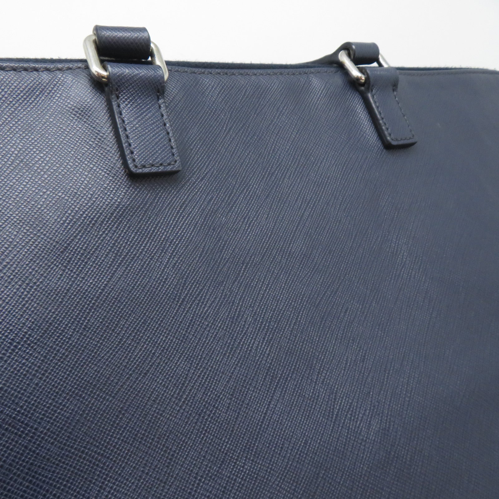 PRADA Saffiano皮革Briefcase銀扣手挽袋/公事包藍色