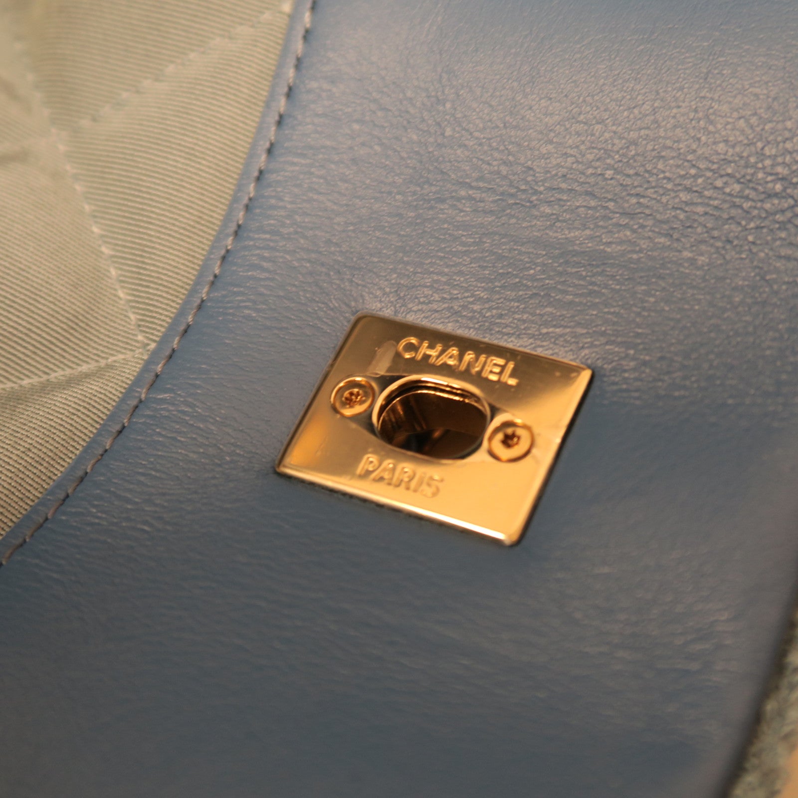 CHANEL **【激減優惠】菱格帆布Chain Shoulder Bag金扣手挽肩背兩用袋藍色