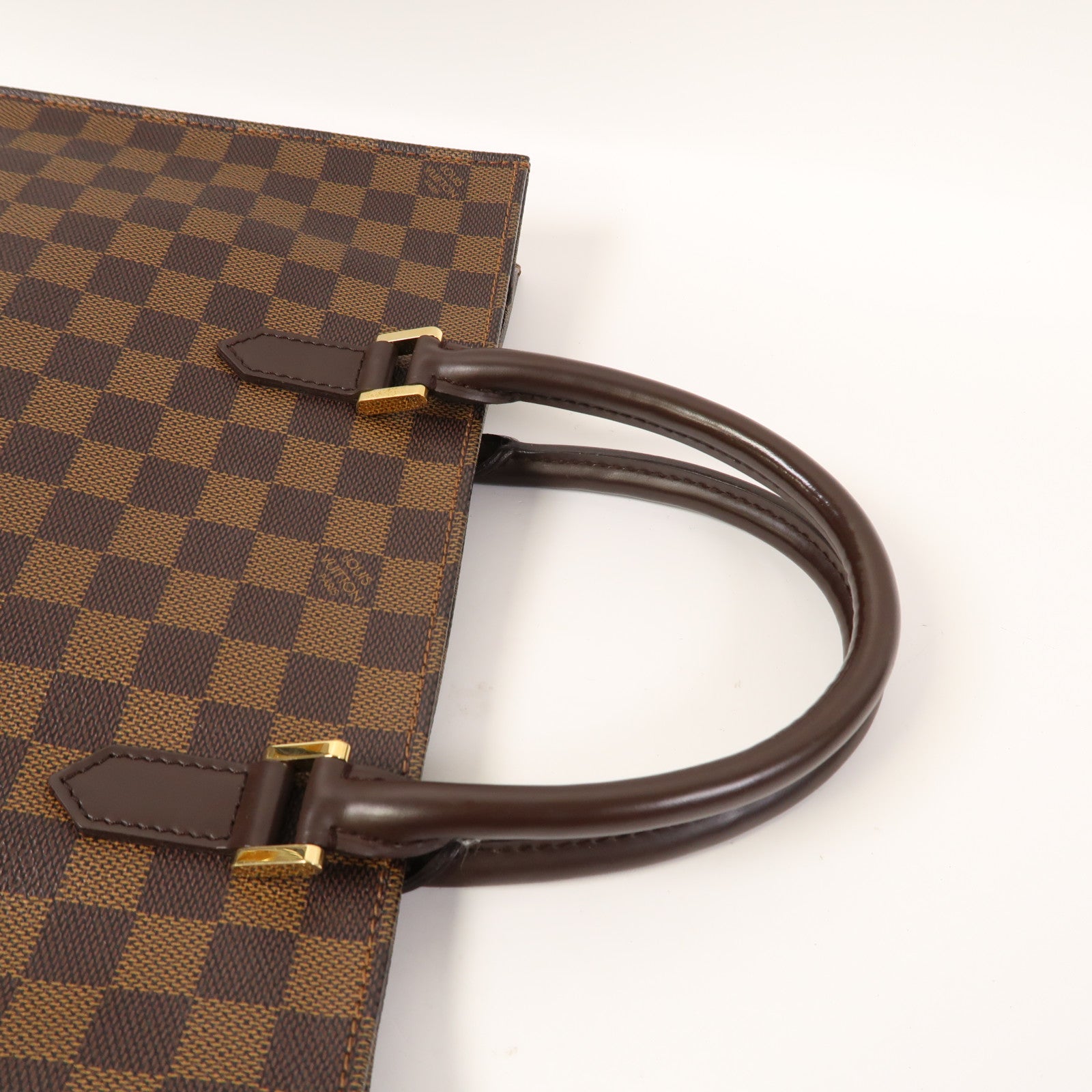 LOUIS VUITTON 【激減優惠】Damier Ebene Sac Plat金扣手挽袋啡色