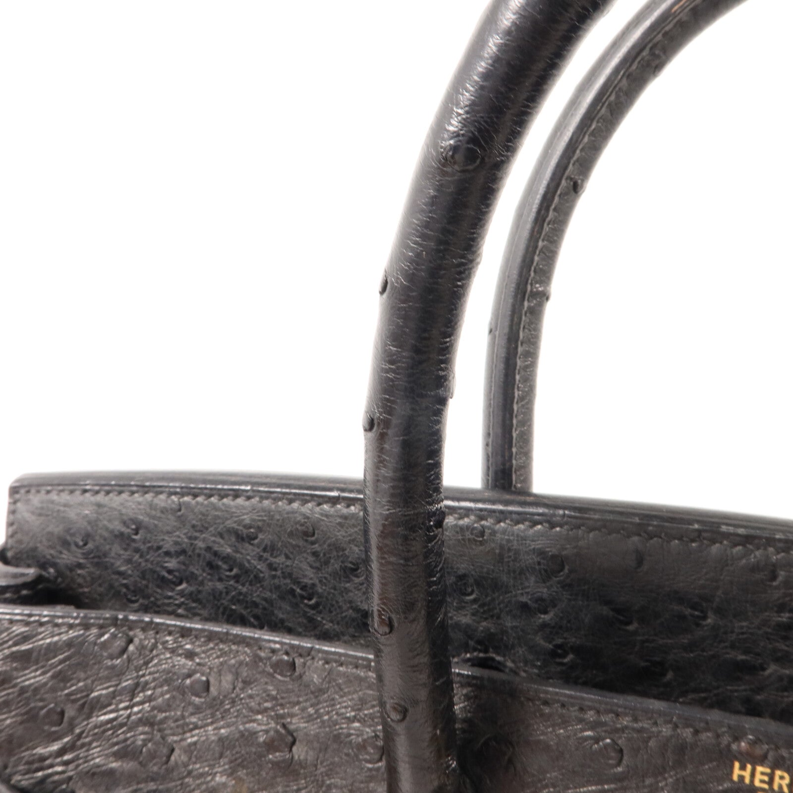 HERMES 鴕鳥皮革Birkin 35手挽袋Noir