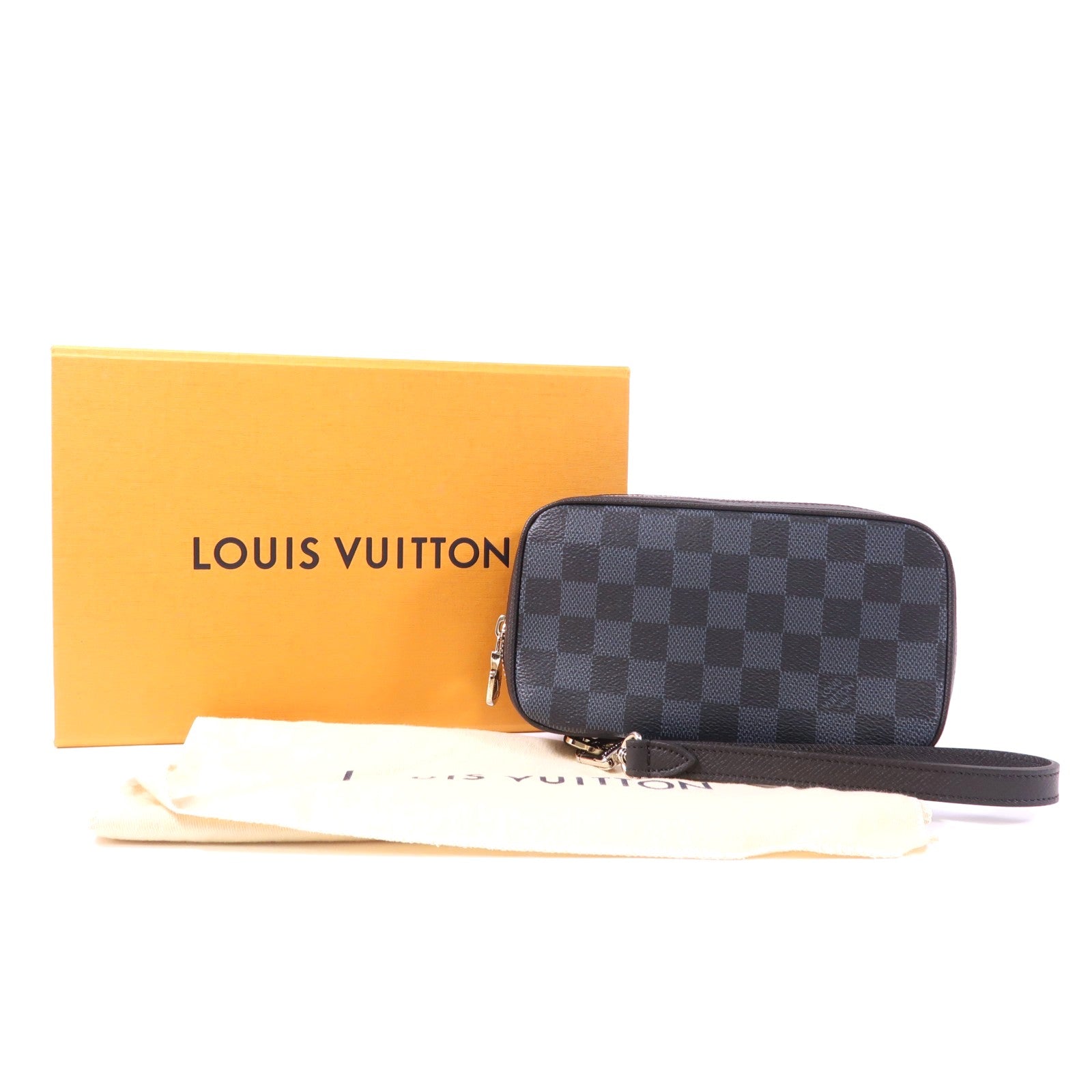 LOUIS VUITTON Damier Cobalt Zippy Soft銀扣手拿包