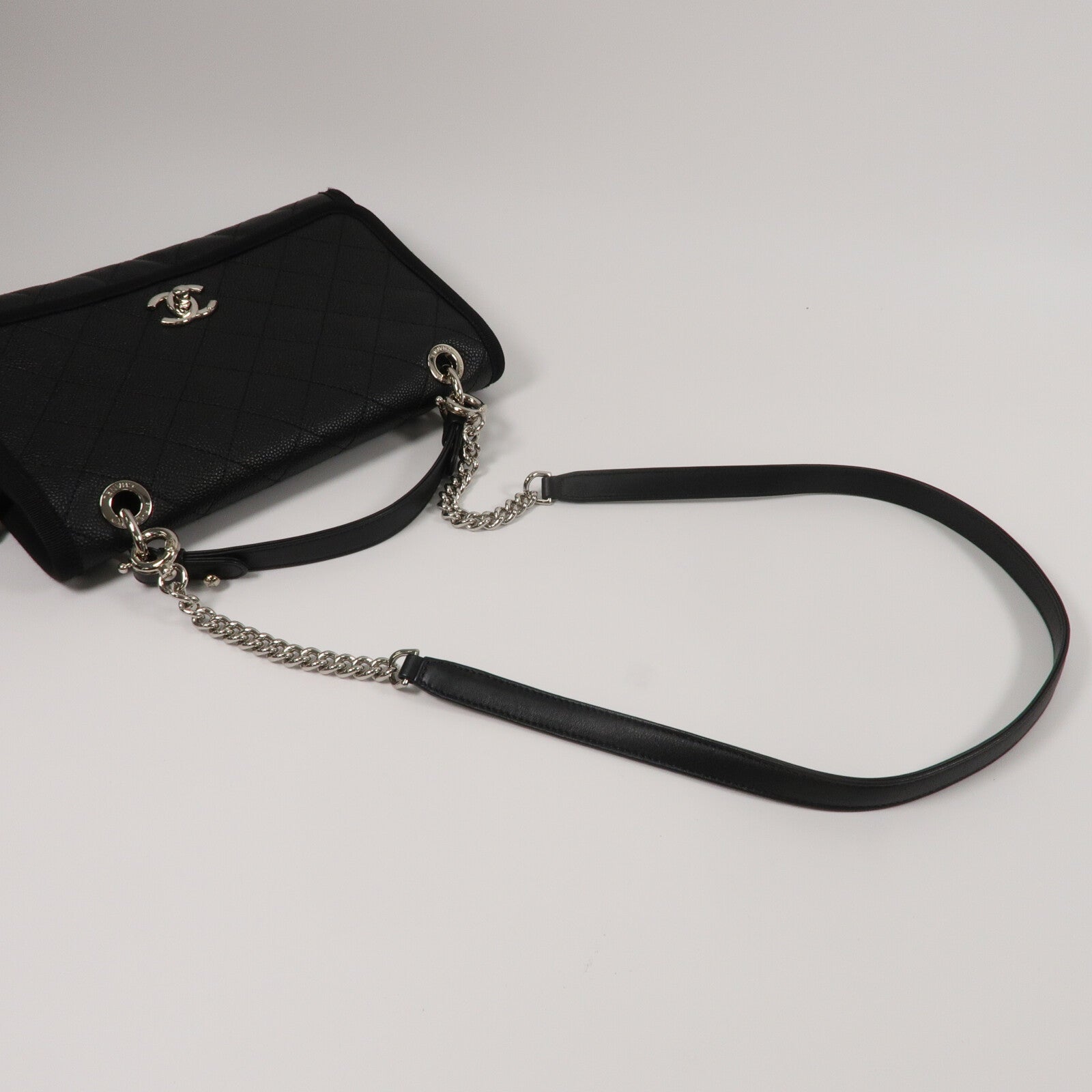 CHANEL 牛皮皮革Top Handle Flap Bag鏈帶手挽肩背兩用袋