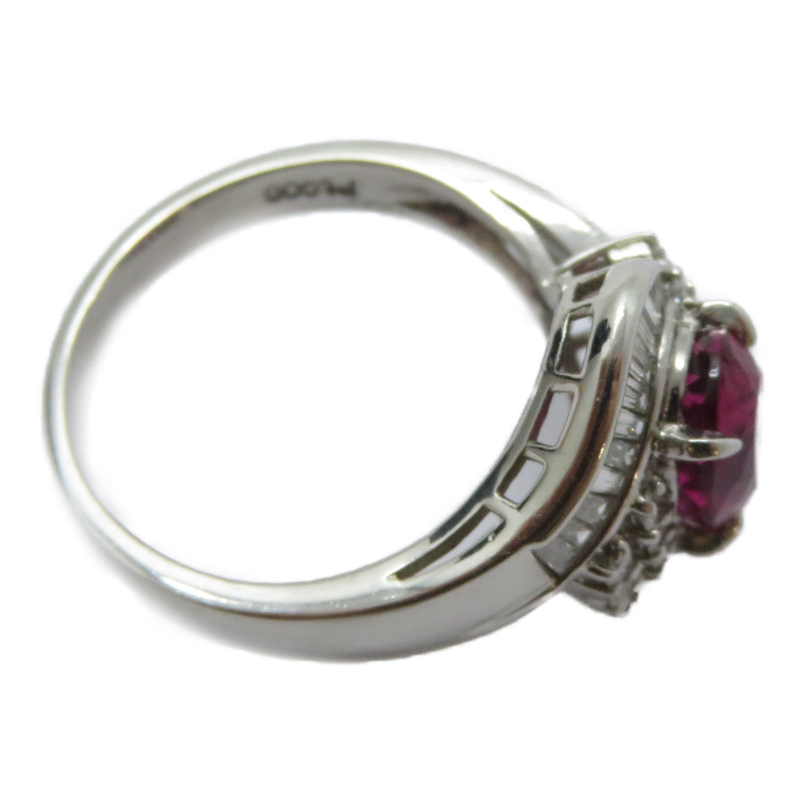 JEWELRY PT900鉑金Rubellite Ring 2.00ct紅碧璽/0.68ct鑽石戒指US#7.5