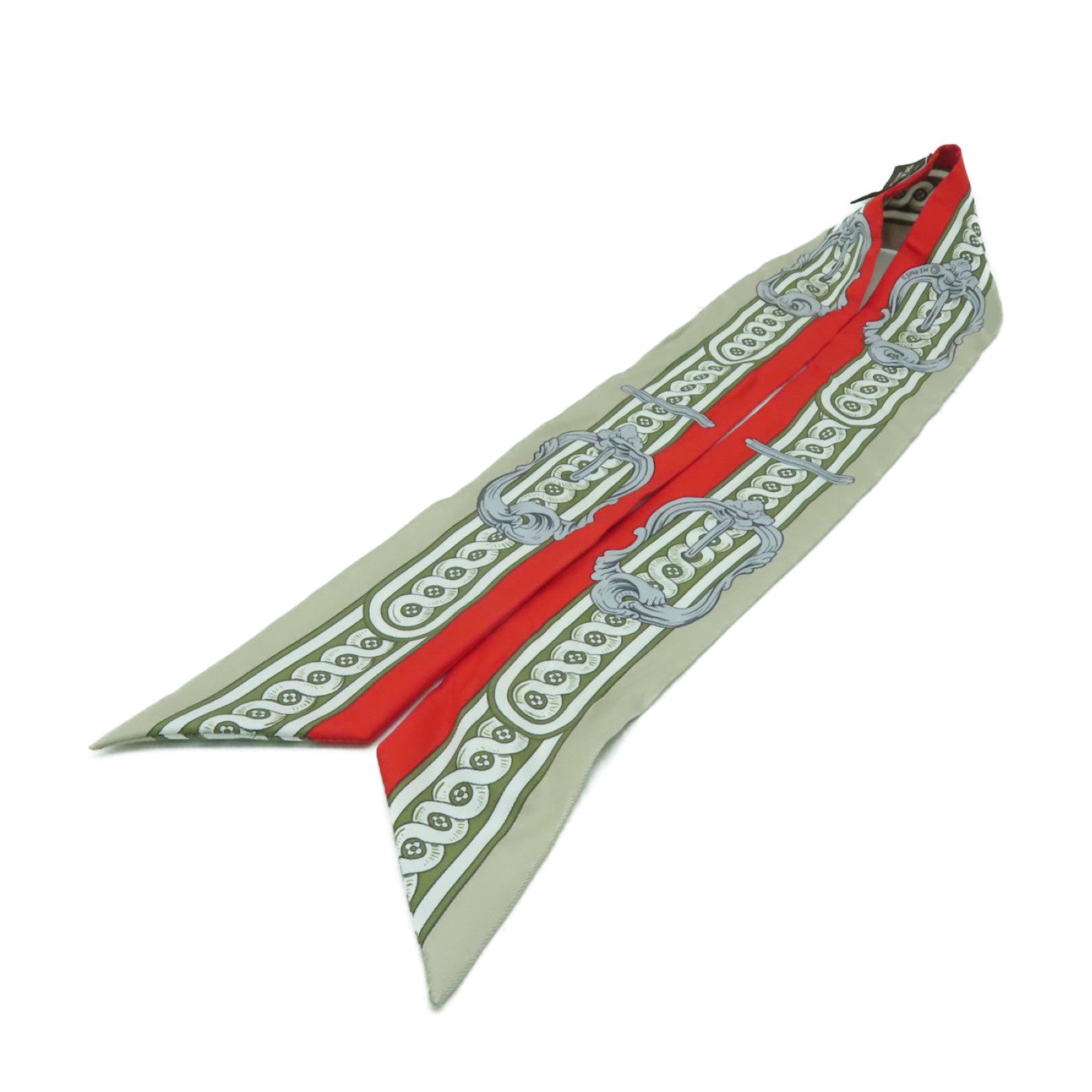 HERMES 【激減優惠】絲質Twilly絲巾紅色/米色/白色