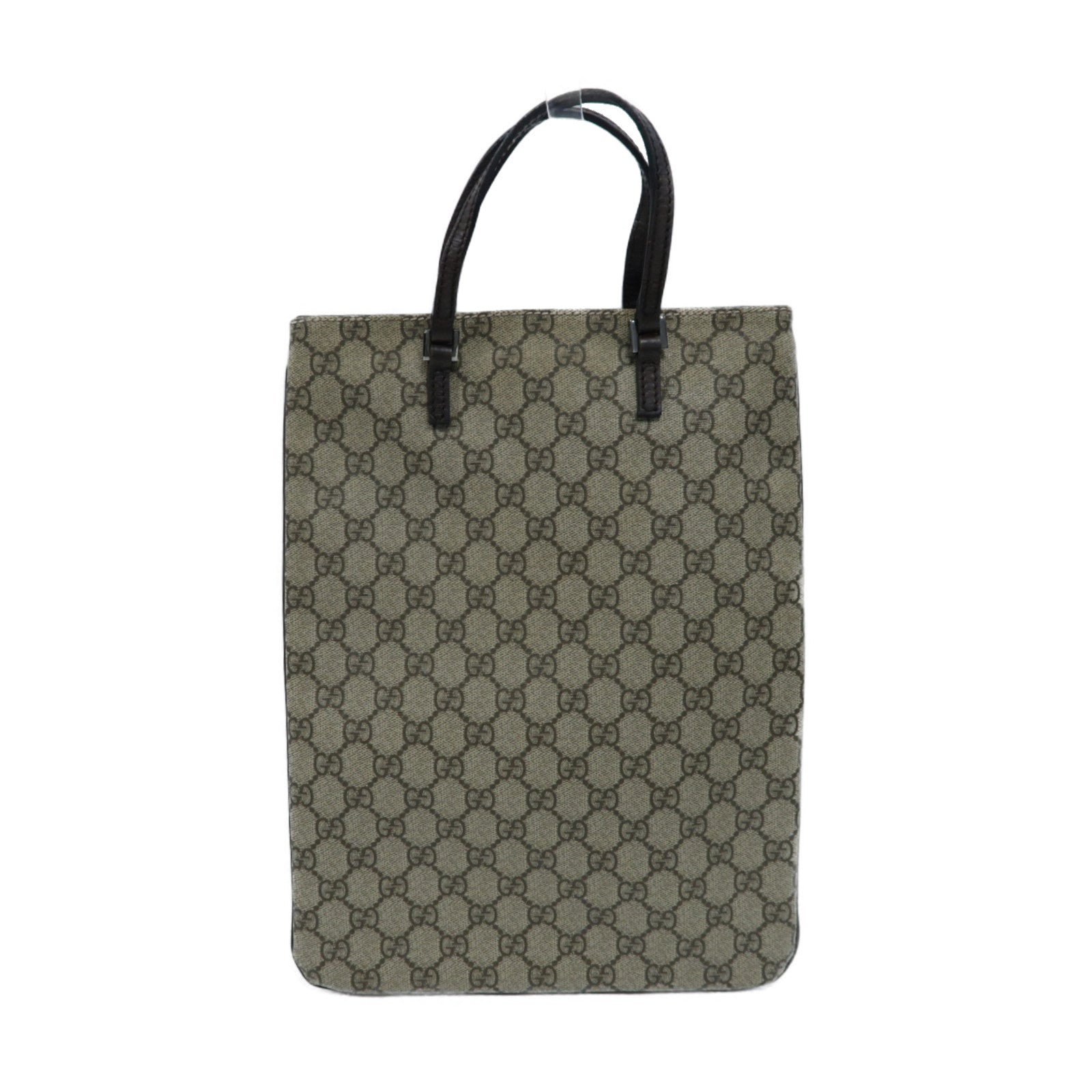 GUCCI 塗層帆布Tote Bag銀扣手挽袋啡色