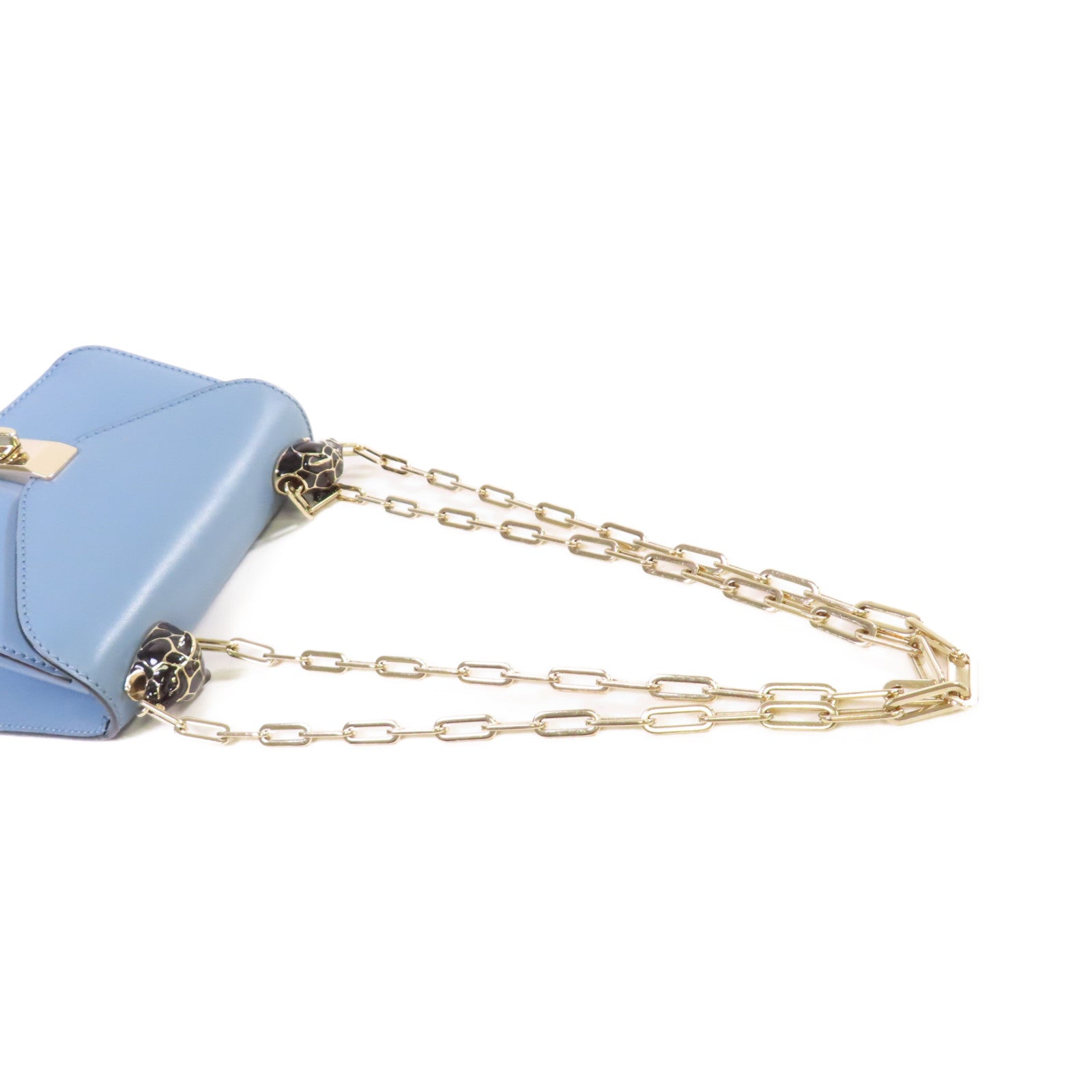 Valentino 牛皮皮革Chain Shoulder Bag金扣鏈帶肩背袋藍色
