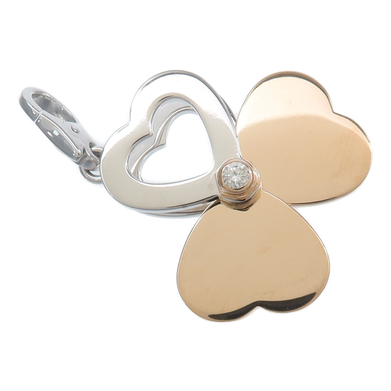 CARTIER 18K玫瑰金/白金Four Leaf Clover Pendant Top鑽石吊墜