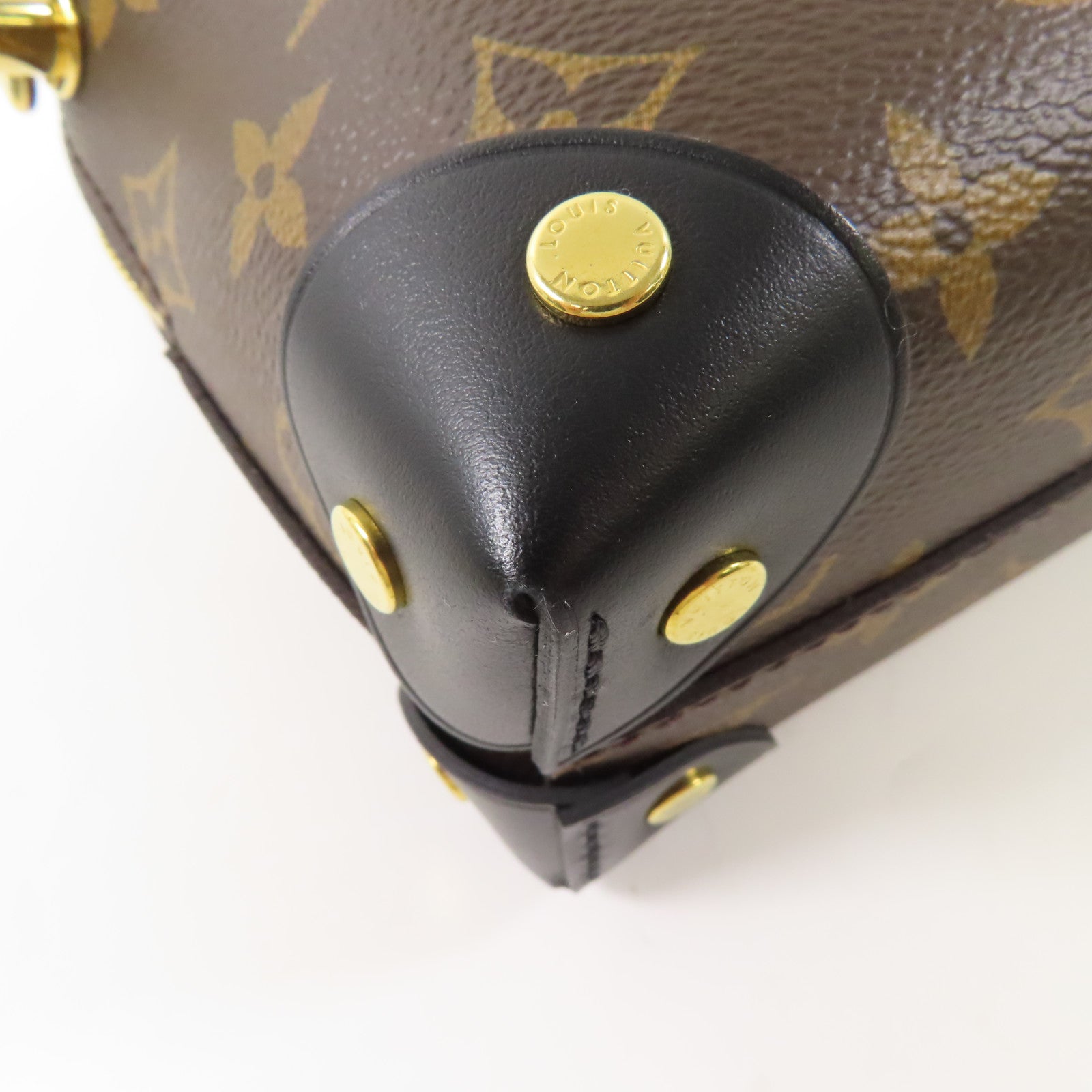 LOUIS VUITTON Monogram Petite Malle Souple金扣手挽肩背兩用袋棕色