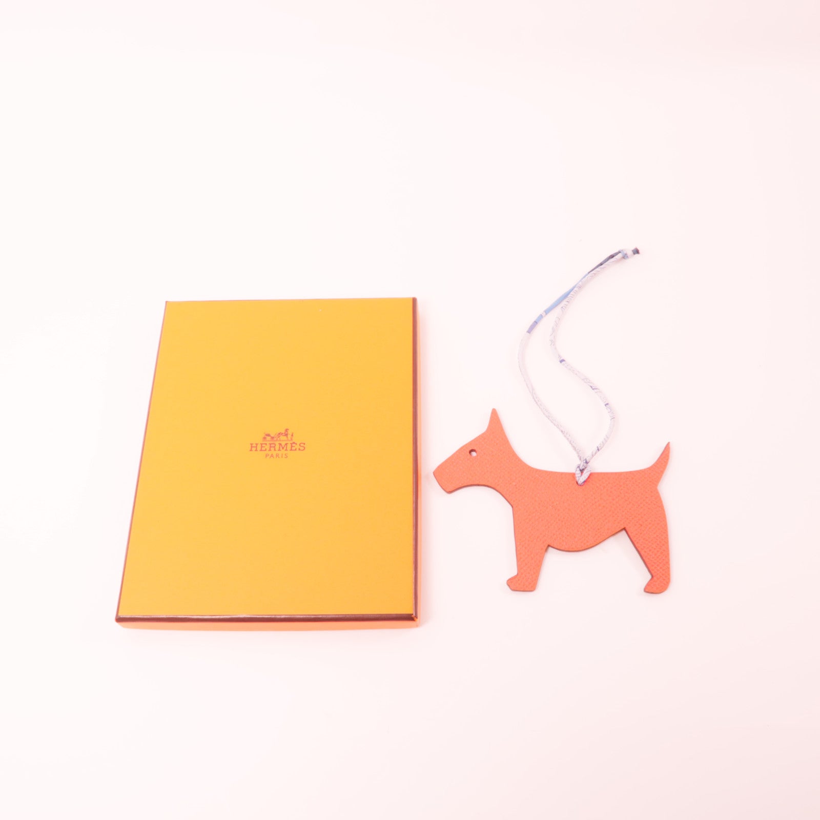 HERMES Epsom皮革Dog Charm掛飾橙色/棕色