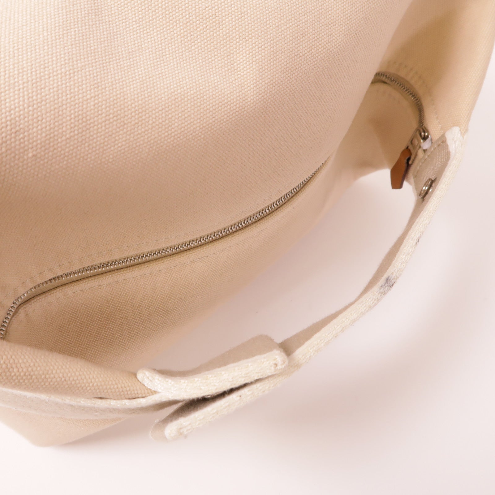 HERMES PHW Bride a Brac GM Handbag Canvas Beige