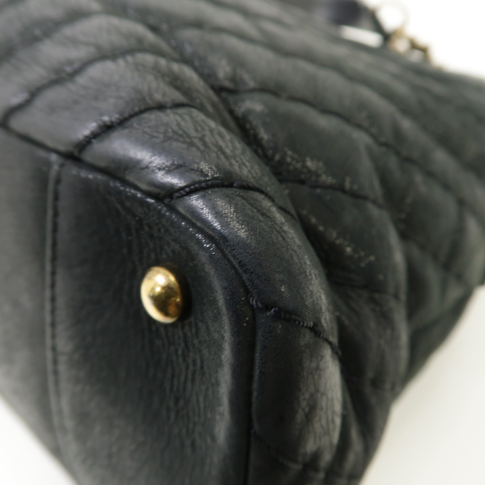 CHANEL 【清倉大減價】斜紋牛皮皮革Chain Shoulder Bag金扣肩背袋灰色