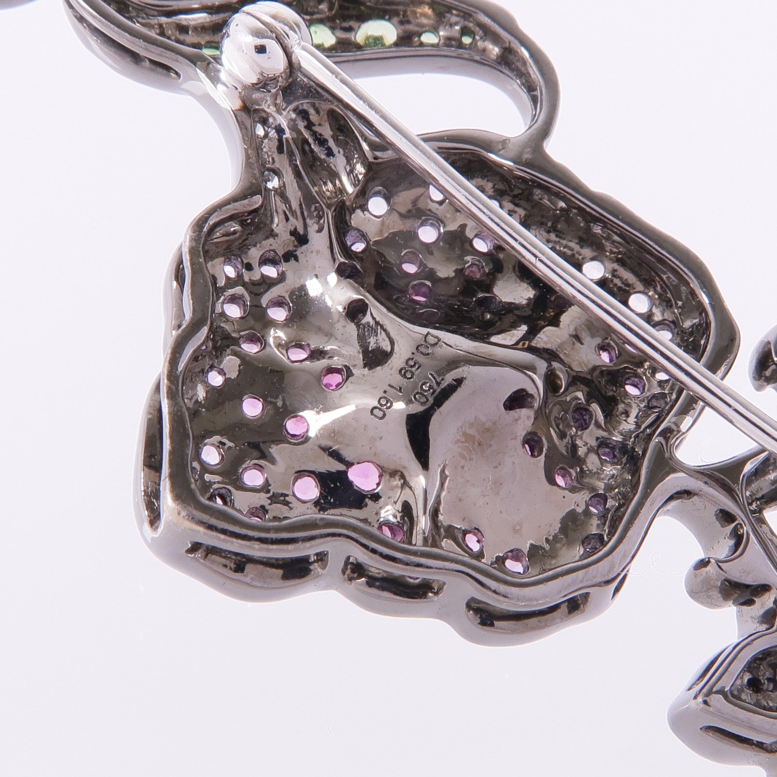 JEWELRY 18K白金Sapphire Garnet Diamond Brooch藍寶石/石榴石/鑽石胸針