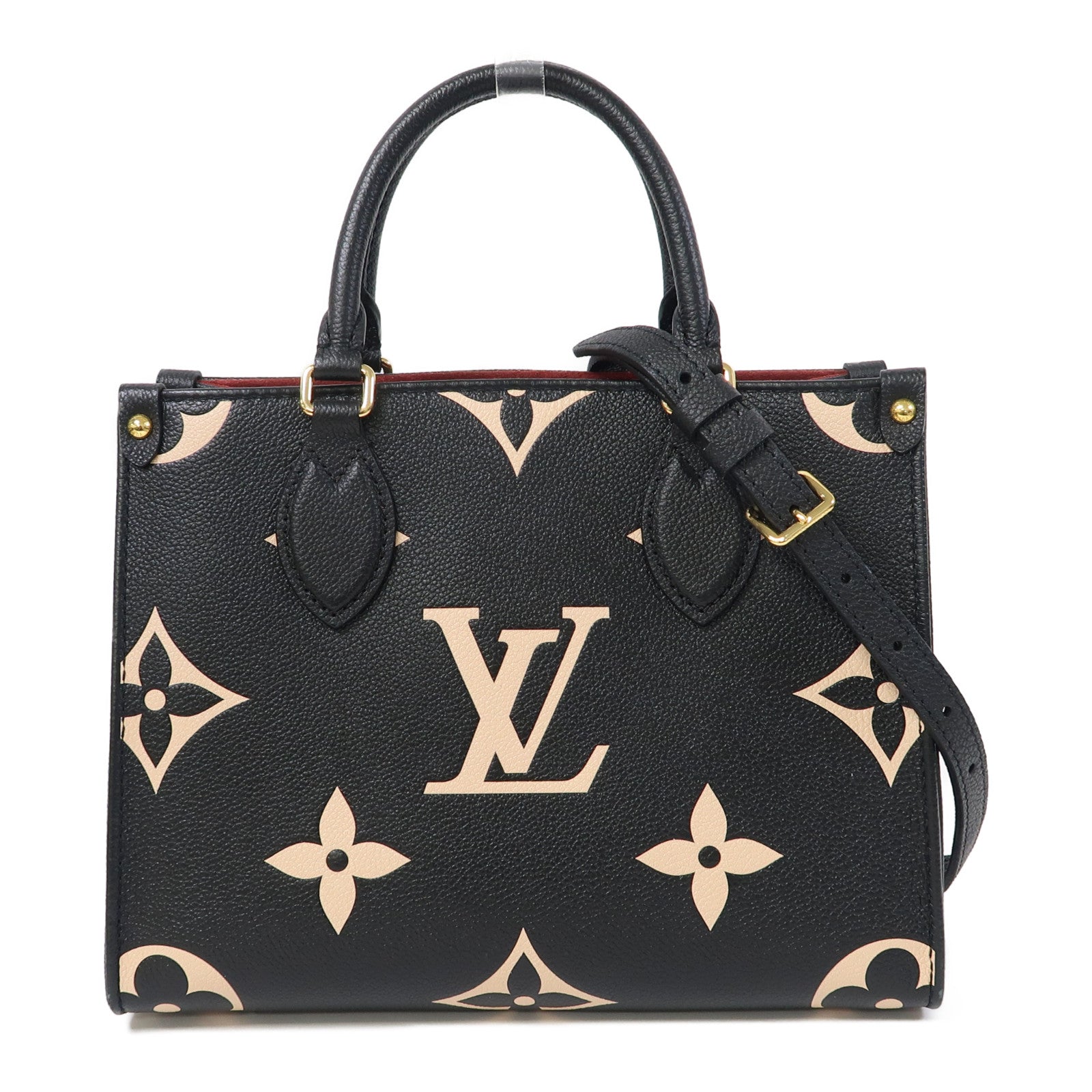 LOUIS VUITTON Monogram Empreinte On The Go PM金扣手挽肩背兩用袋黑色