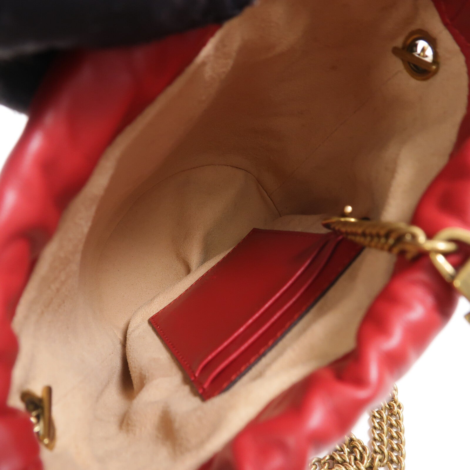 GUCCI 牛皮皮革GG Marmont Mini Bucket鏈帶肩背袋