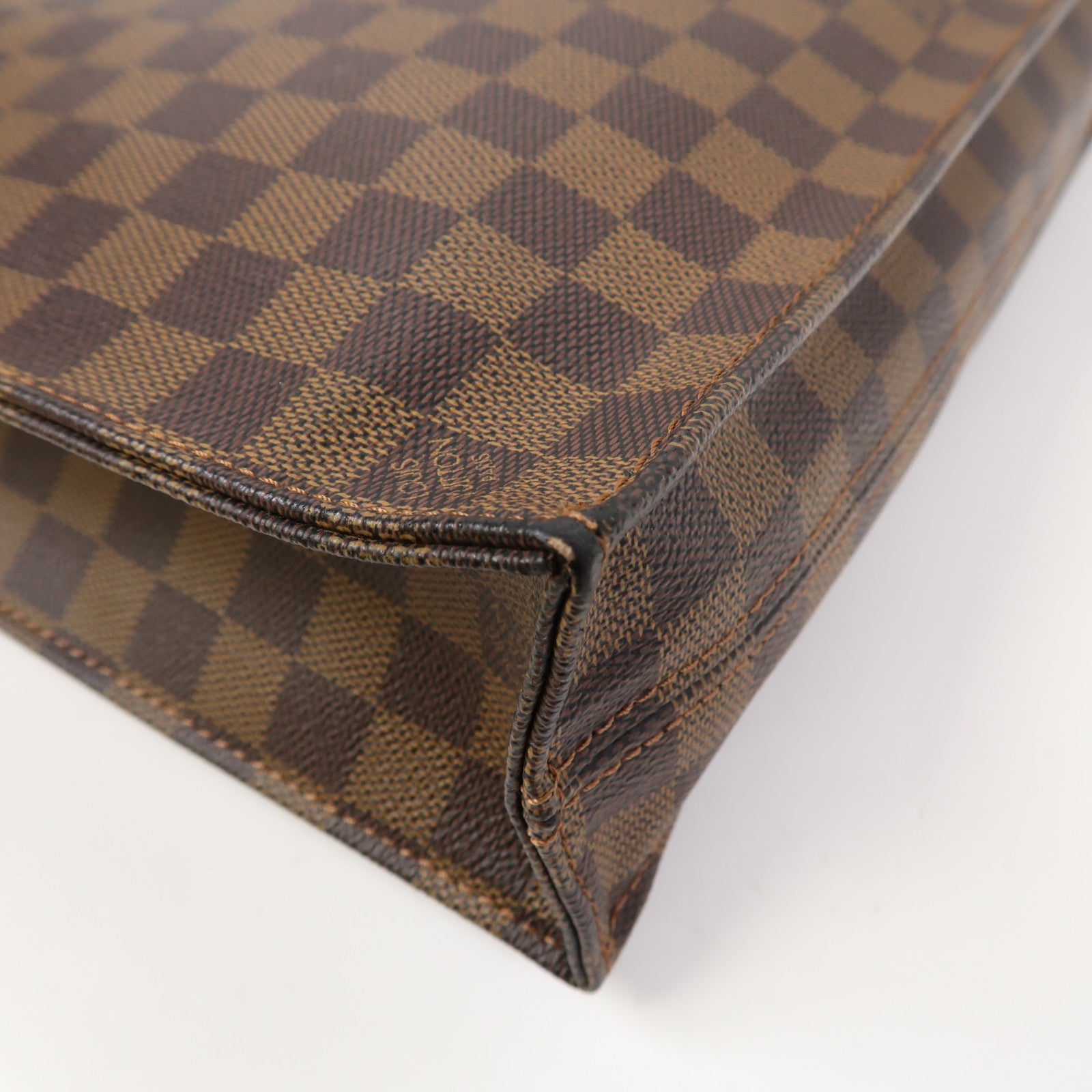 LOUIS VUITTON 【激減優惠】Damier Ebene Sac Plat金扣手挽袋啡色