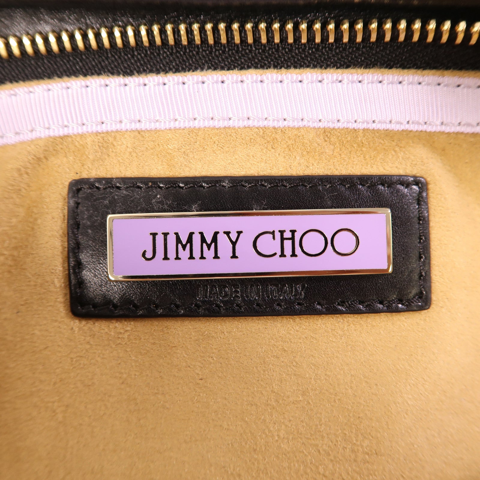 JIMMY CHOO GHW Clutch Chain Shoulder Bag Calfskin Leather Black