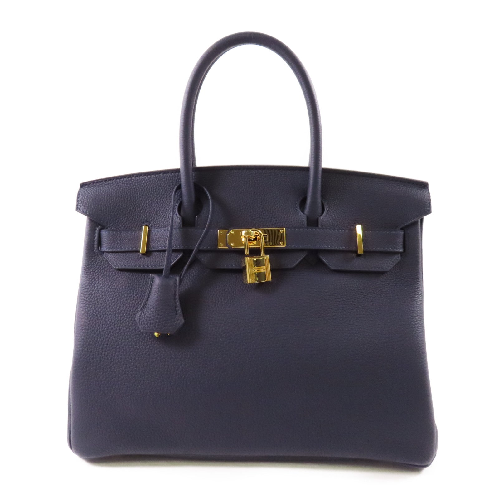 HERMES Clemence皮革Birkin 30金扣手挽袋Bleu Nuit