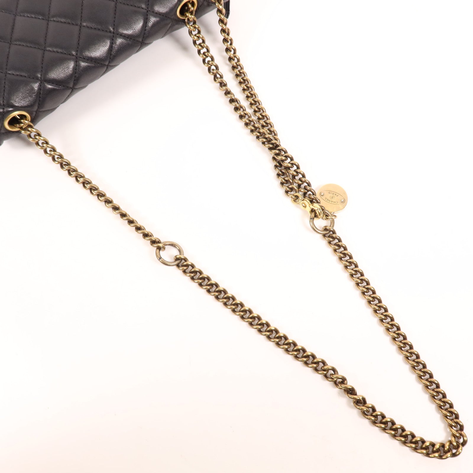 CHANEL 牛皮皮革Chain Shoulder金扣鏈帶肩背袋