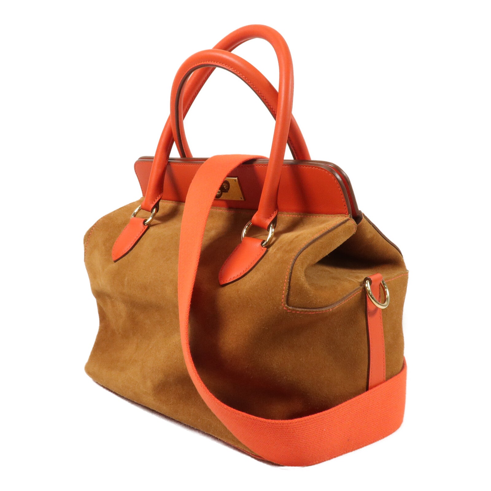 HERMES Veau Doblis/Swift皮革Tool Box 26手挽肩背兩用袋Capucine/Chamois