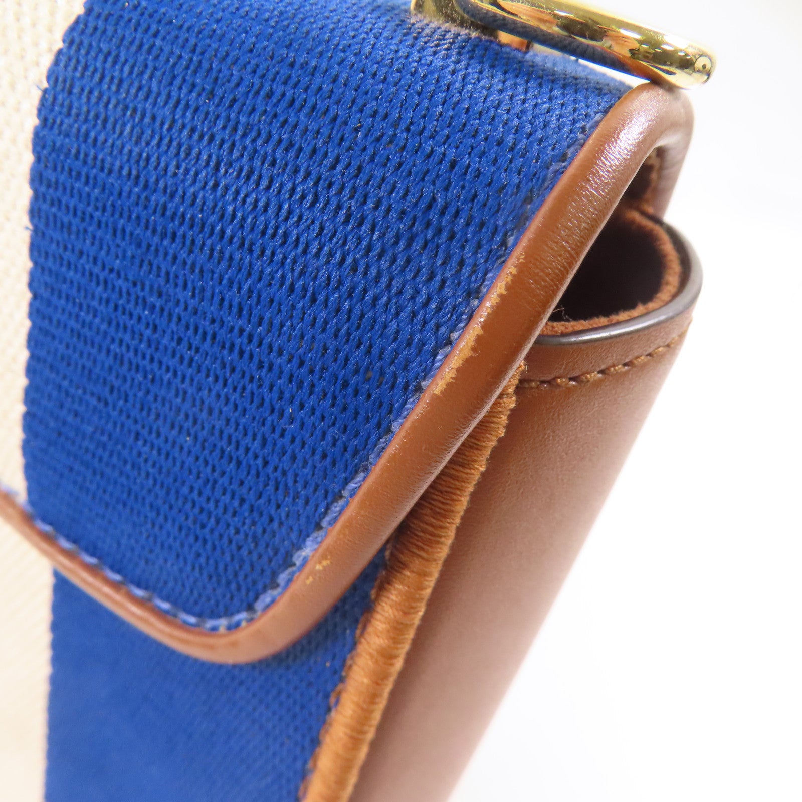 LOUIS VUITTON 帆布/皮革Twist金扣肩背袋藍色/白色/啡色