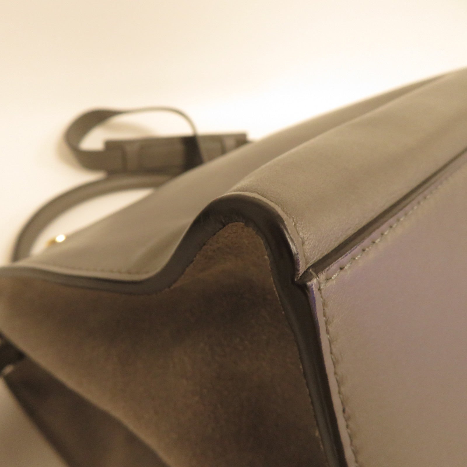 CELINE 【激減優惠】牛皮皮革Trapeze Bag金扣手挽肩背兩用袋灰色