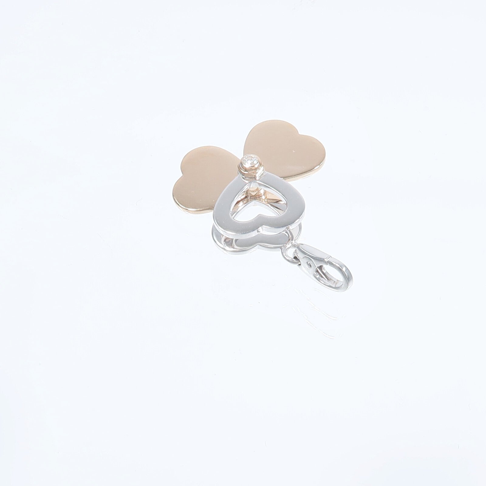 CARTIER 18K玫瑰金/白金Four Leaf Clover Pendant Top鑽石吊墜