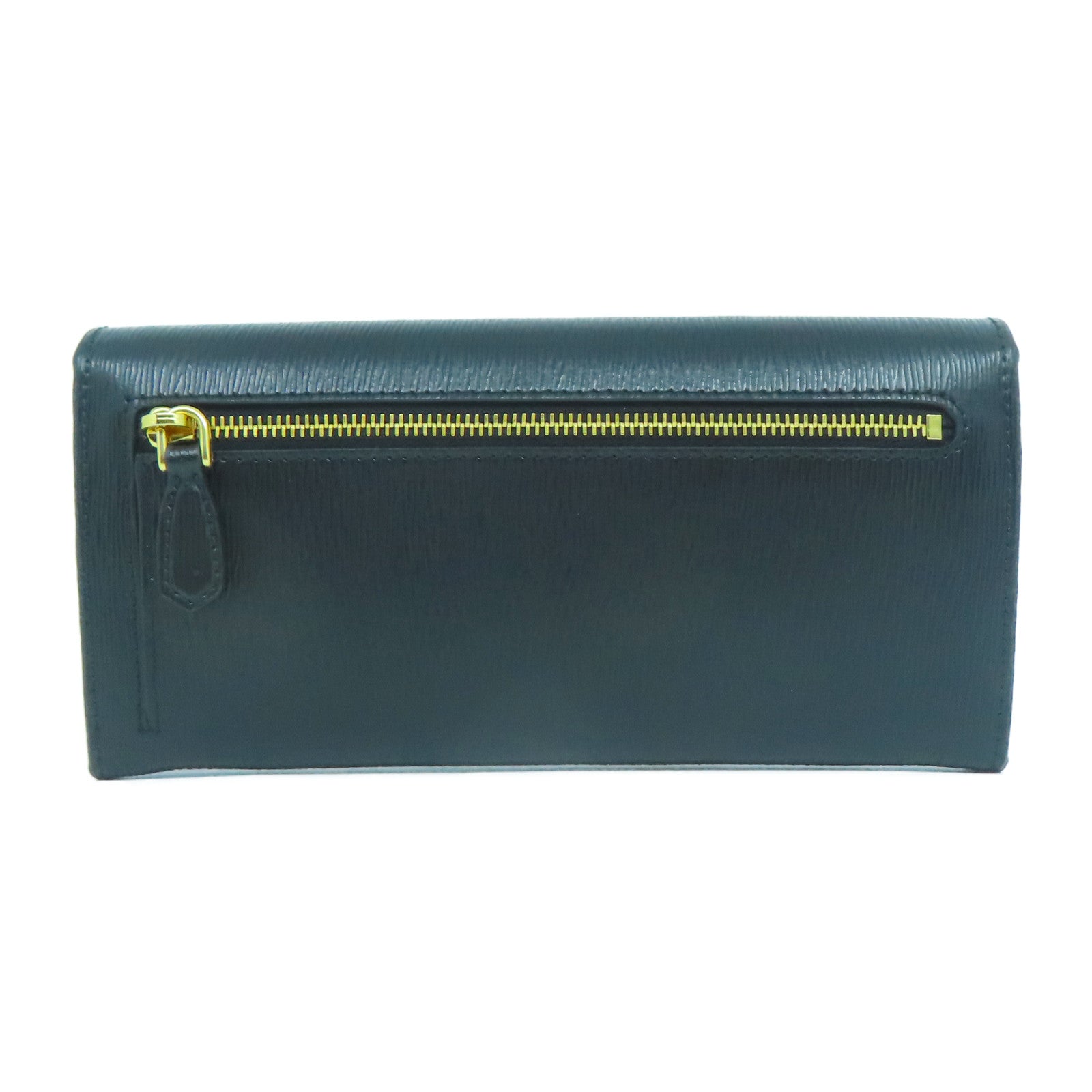 PRADA 【清倉大減價】牛皮皮革Long wallet金扣長錢包黑色