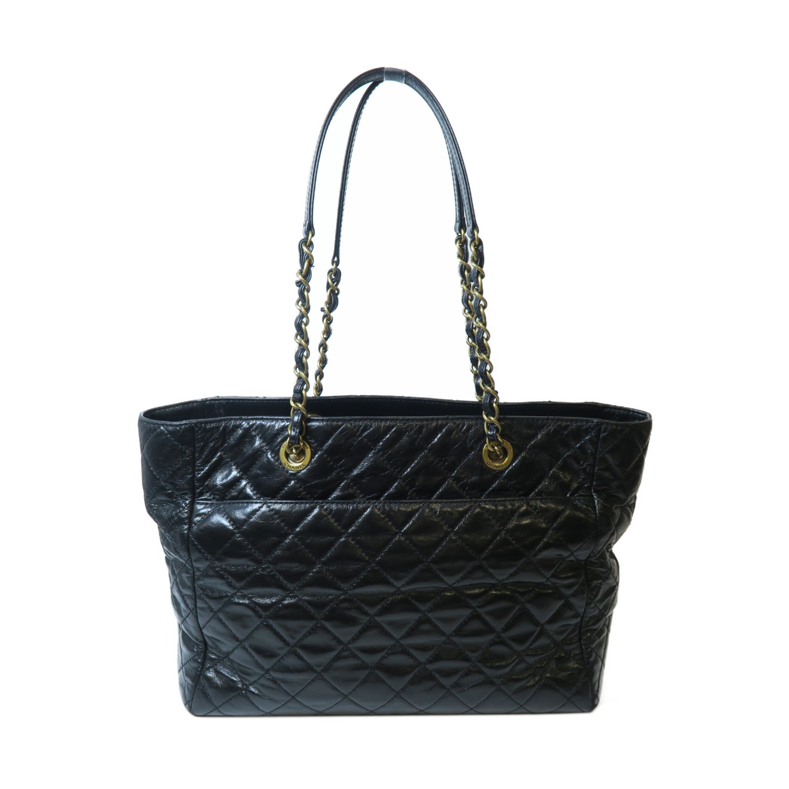 CHANEL 【激減優惠】菱格牛皮皮革Chain Shoulder金扣鏈帶肩背袋黑色