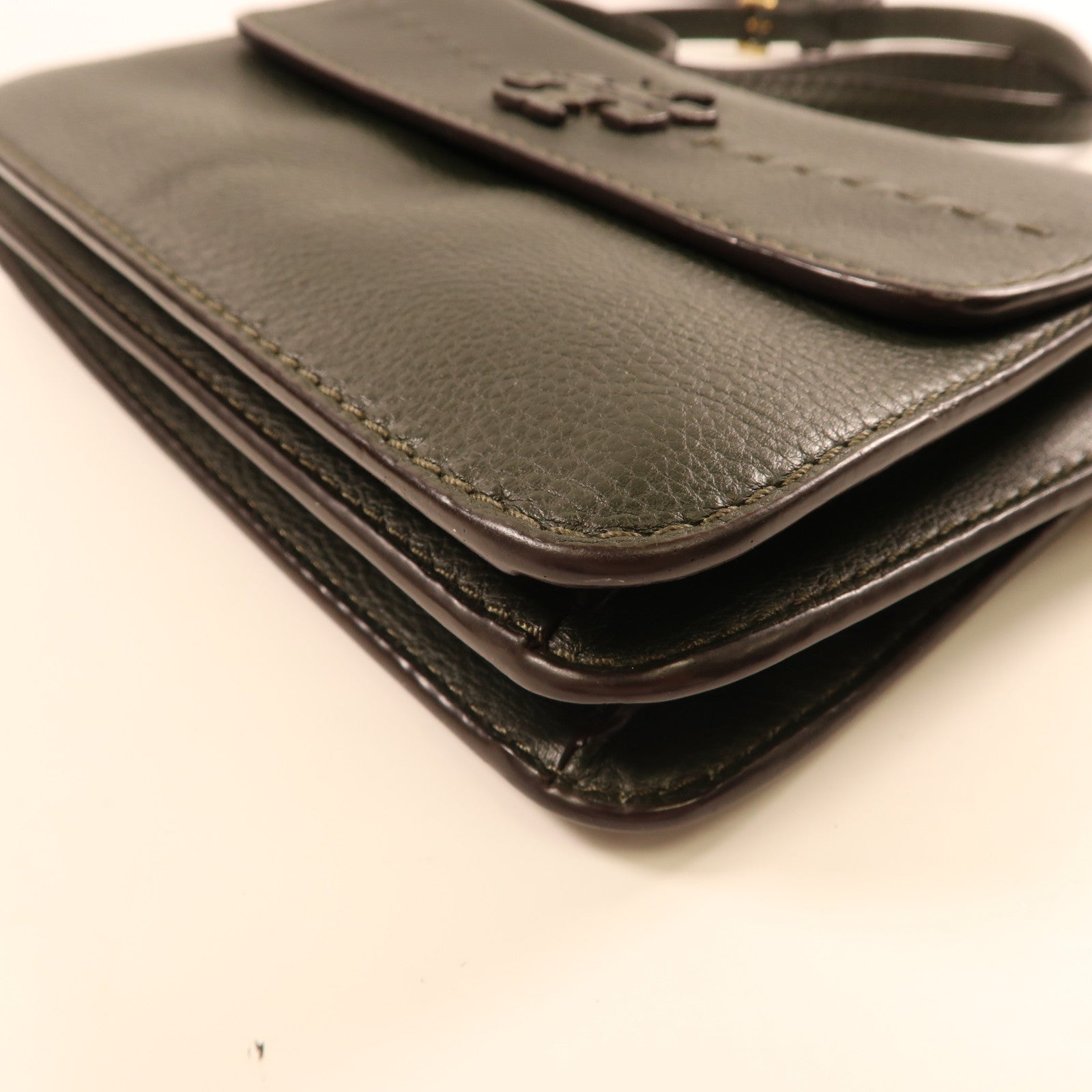 牛皮皮革Shoulder Bag金扣肩背袋橄欖綠色