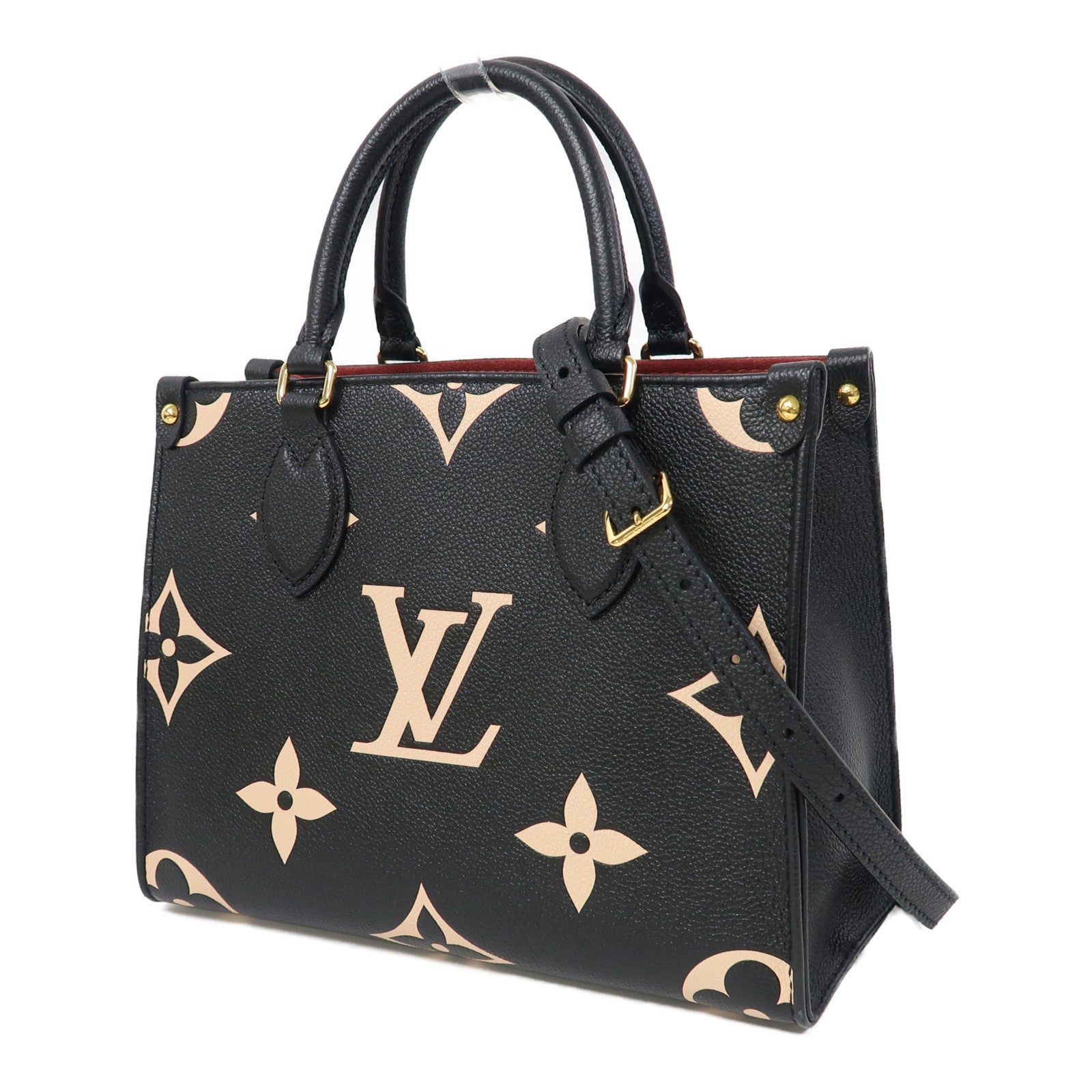 LOUIS VUITTON Monogram Empreinte On The Go PM金扣手挽肩背兩用袋黑色