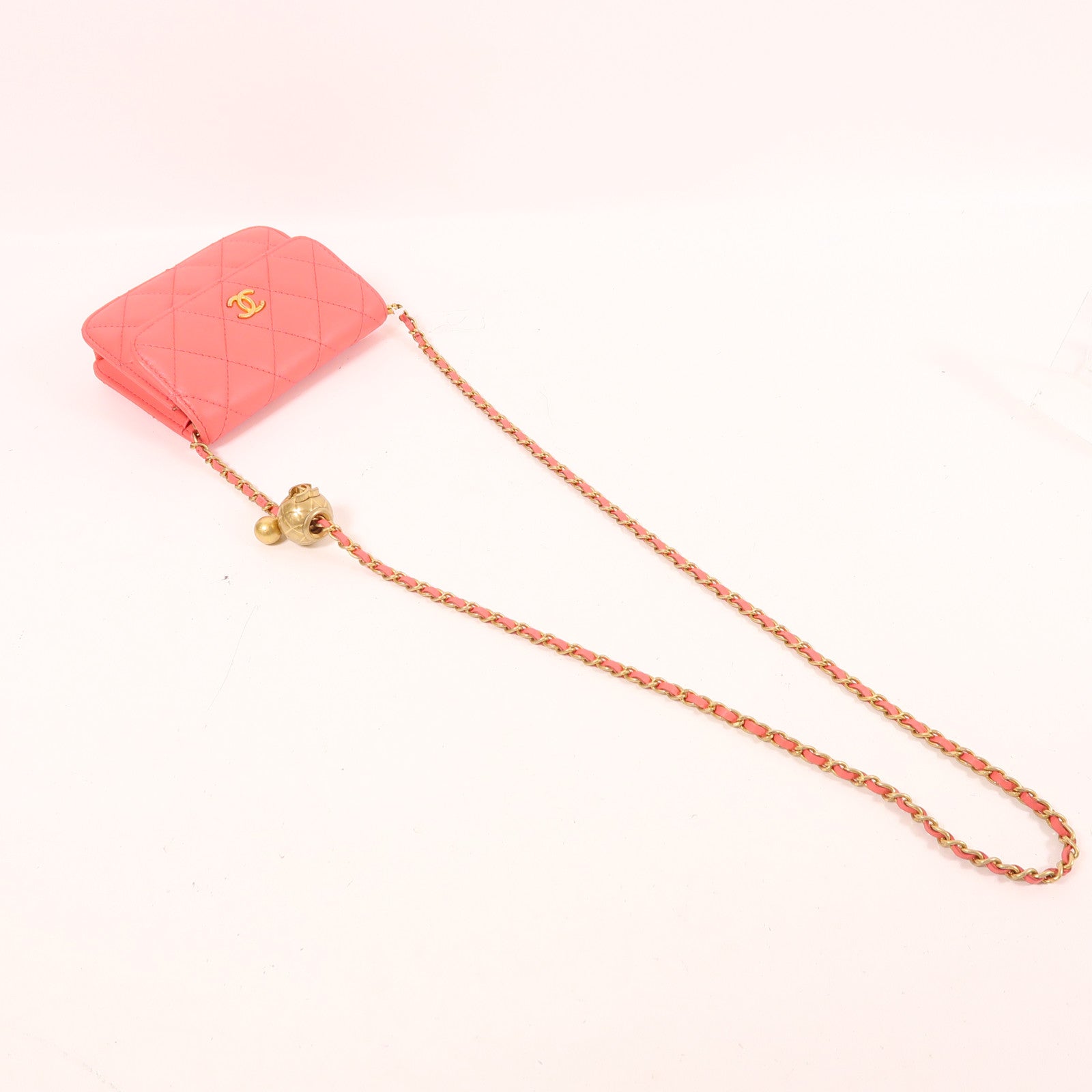 CHANEL 皮革Chain Shoulder金扣鏈帶肩背袋