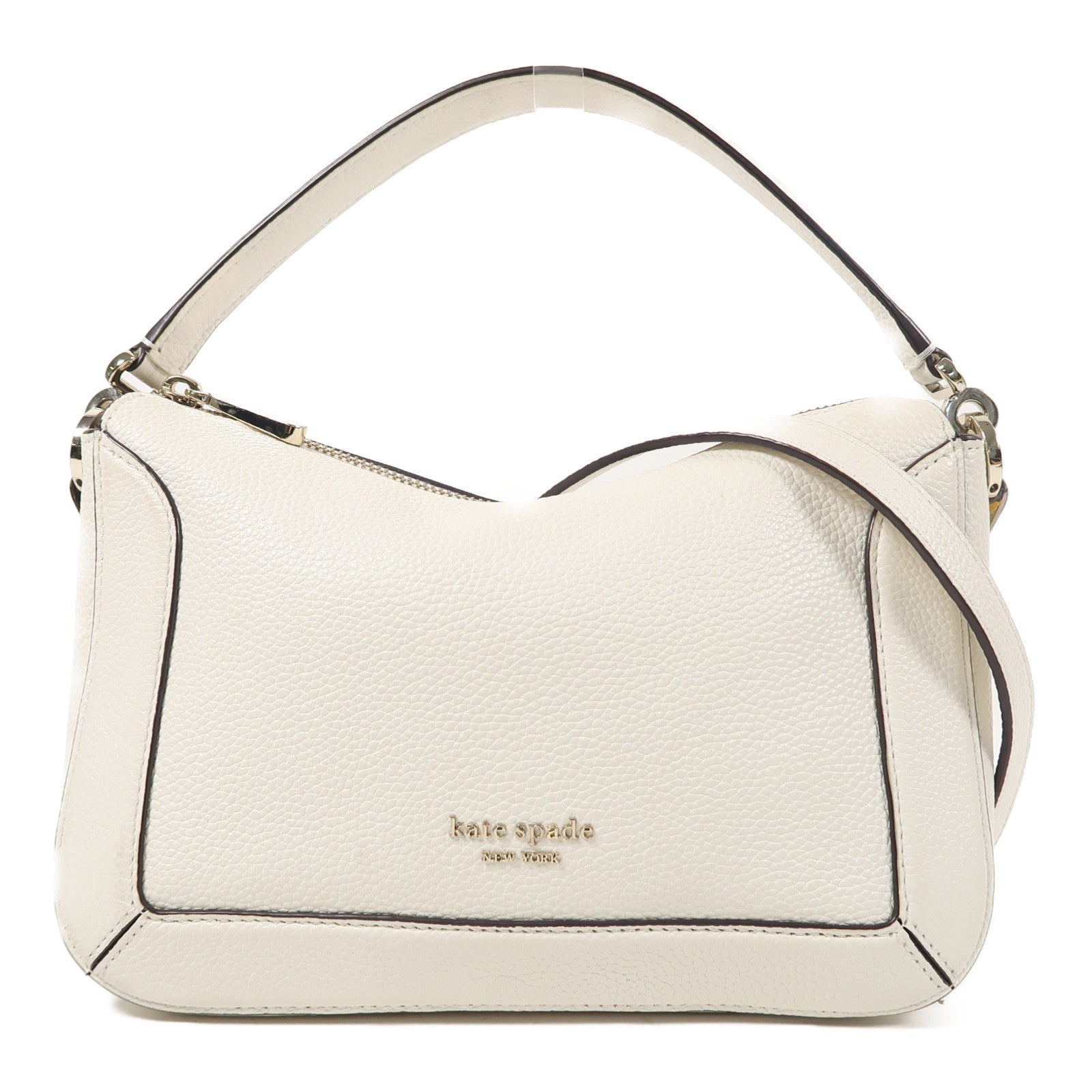 Kate Spade 牛皮皮革2 Way Shoulder Bag銀扣手挽肩背兩用袋白色