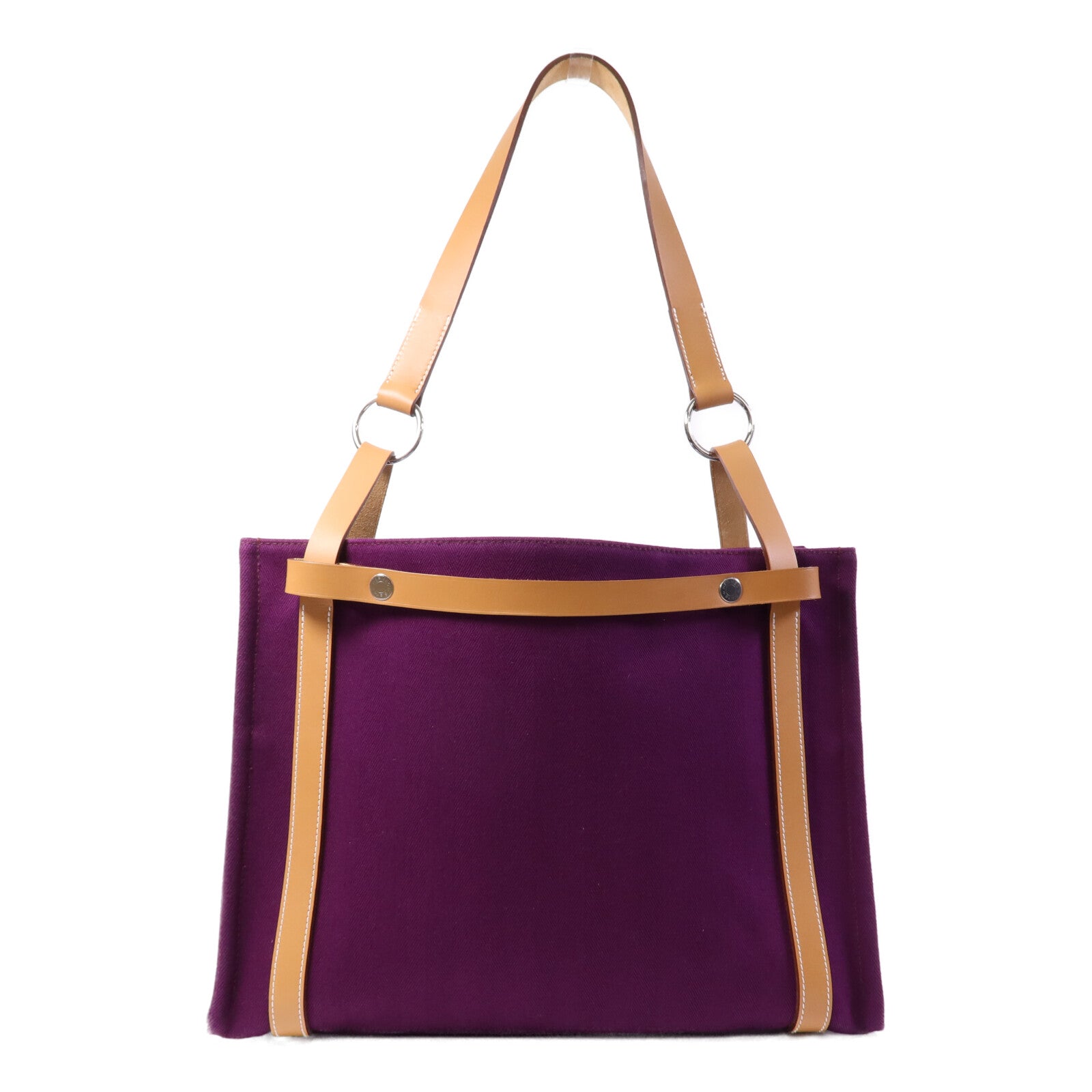 HERMES 帆布Cabalicol銀扣肩背袋Anemone