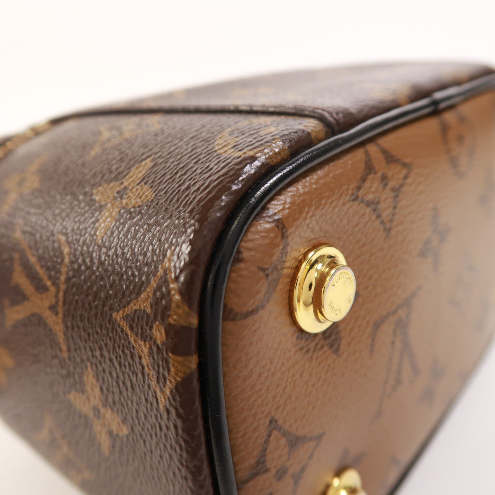 LOUIS VUITTON Monogram Reverse Vanity PM金扣手挽肩背兩用袋棕色