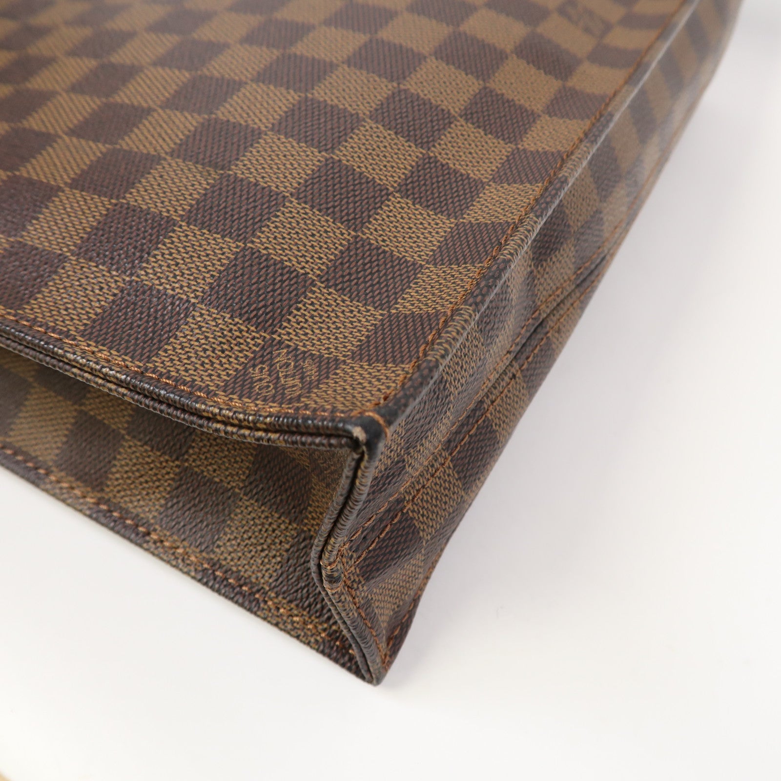 LOUIS VUITTON 【激減優惠】Damier Ebene Sac Plat金扣手挽袋啡色