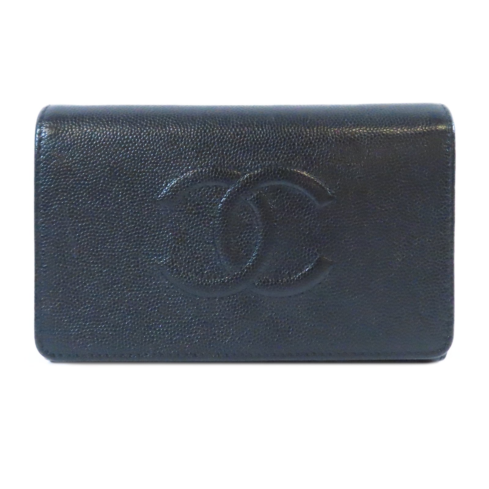 CHANEL **【激減優惠】Caviar皮革Long Wallet金扣長錢包黑色