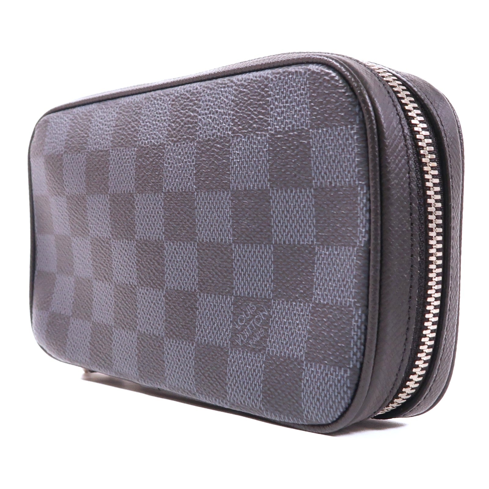 LOUIS VUITTON Damier Cobalt Zippy Soft銀扣手拿包
