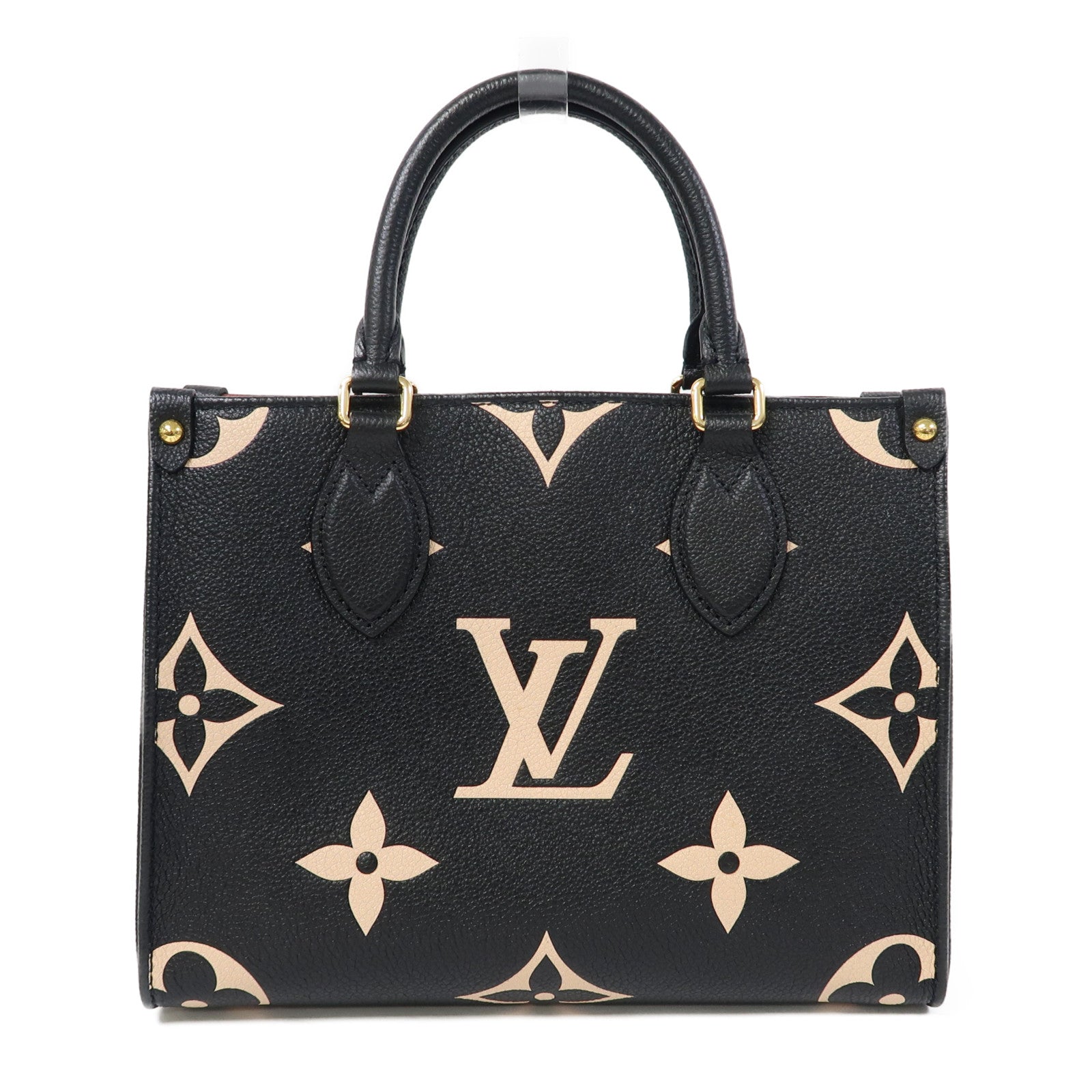 LOUIS VUITTON Monogram Empreinte On The Go PM金扣手挽肩背兩用袋黑色