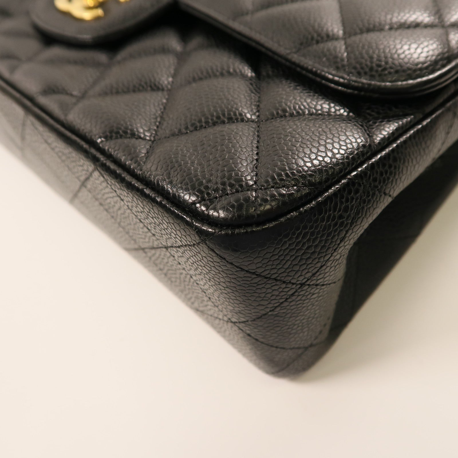 CHANEL 牛皮皮革Large Classic金扣鏈帶肩背袋黑色