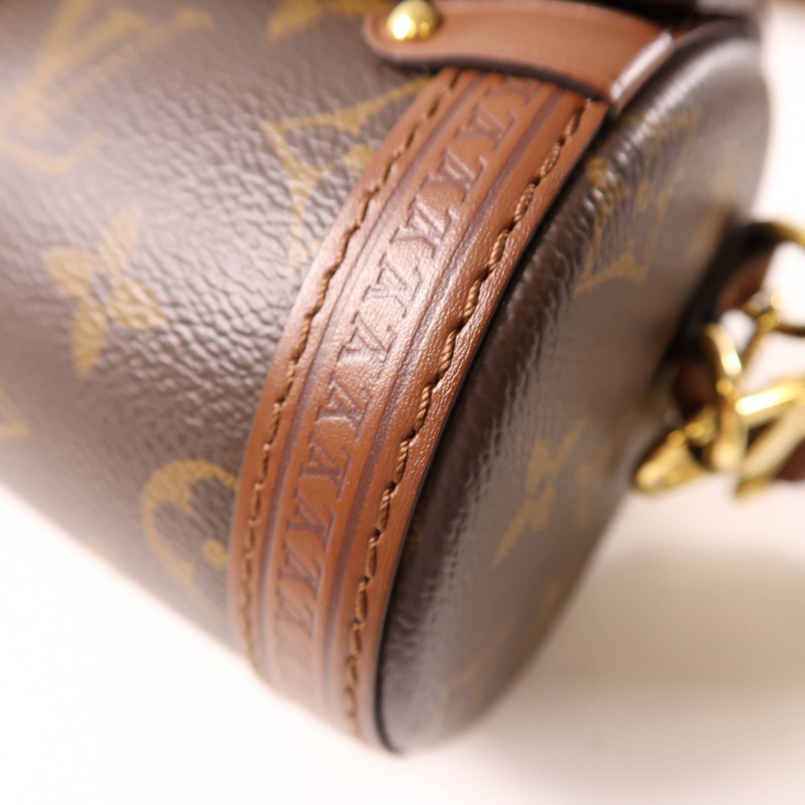 LOUIS VUITTON Monogram Papillon Trunk金扣鏈帶手挽肩背兩用袋棕色