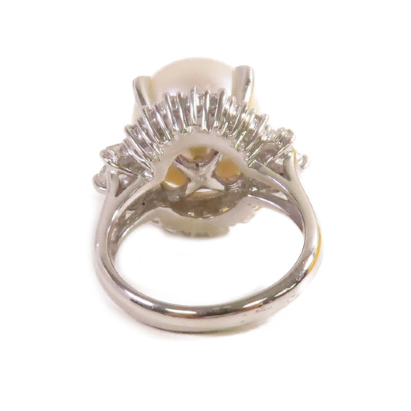 JEWELRY 18K白金/12.5mm珍珠/3.30ct鑽石Pearl Ring戒指US#5.75