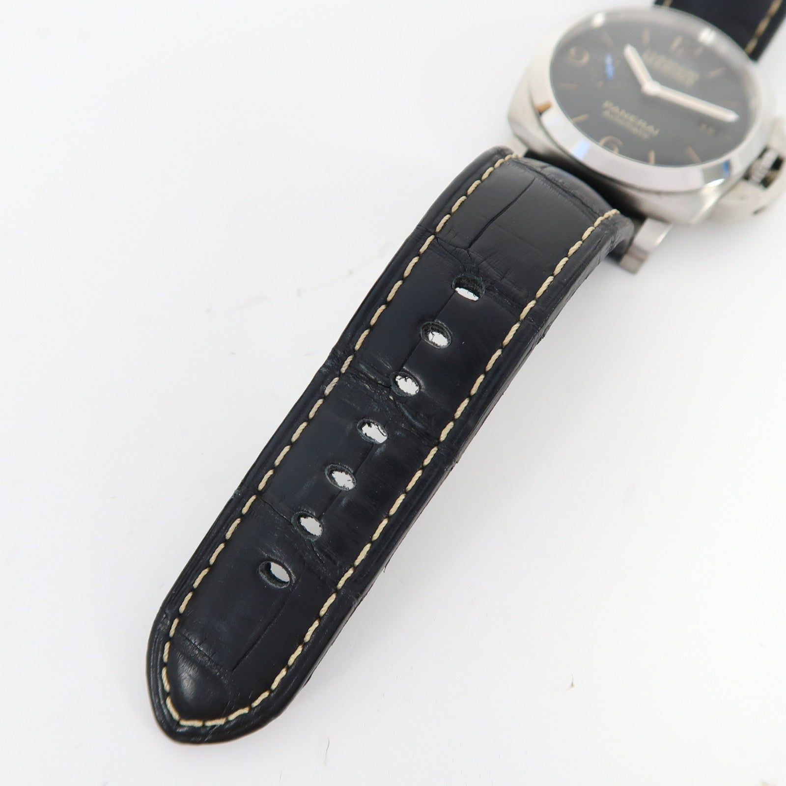 PANERAI Luminor Marina不鏽鋼/皮革帶手錶自動機芯黑色