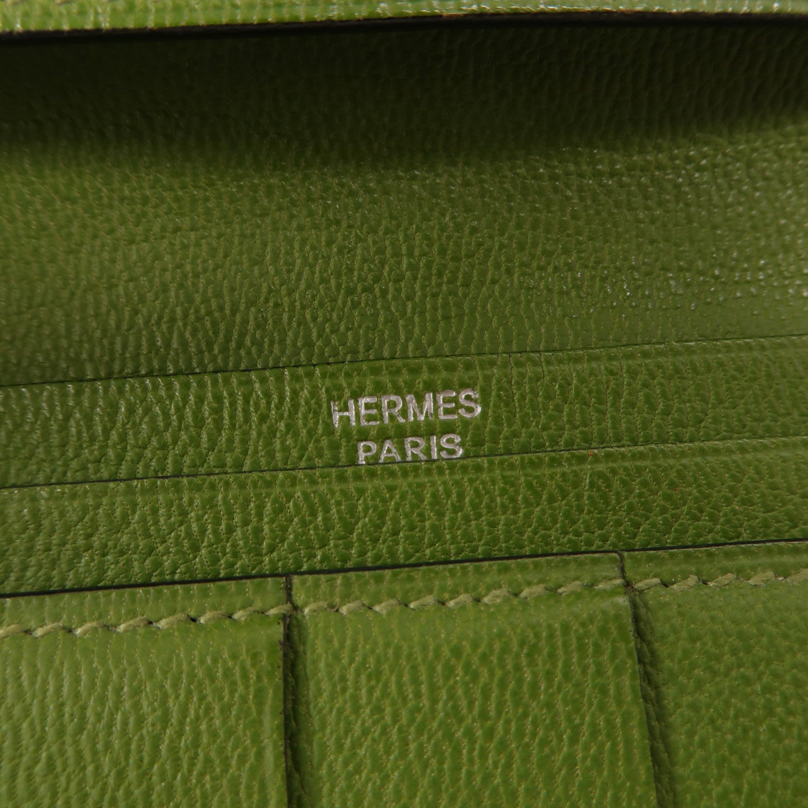 HERMES Alligator皮革Bearn Long Wallet長錢包Vert Anis