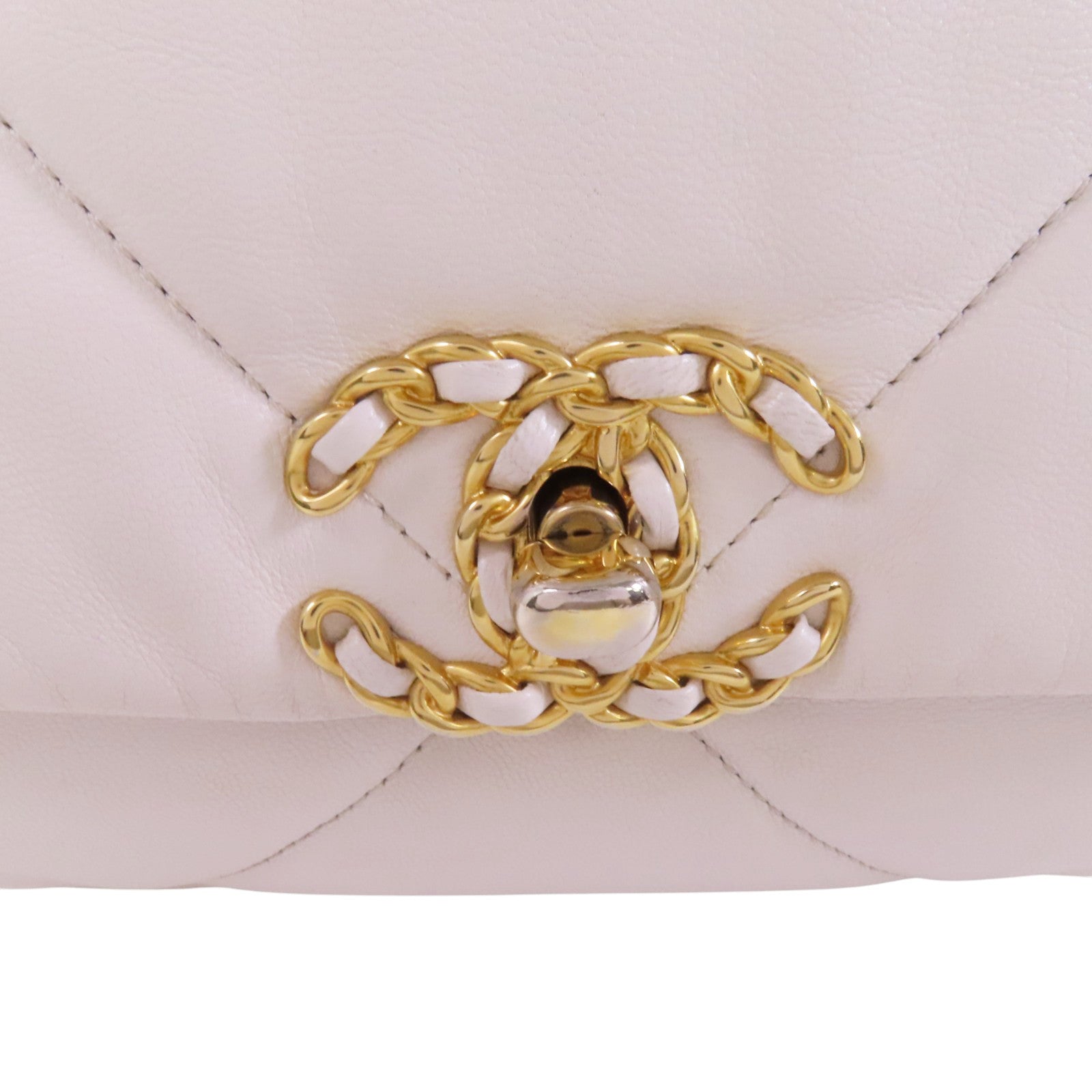 CHANEL 羊皮皮革Chanel 19金扣鏈帶手挽肩背兩用袋