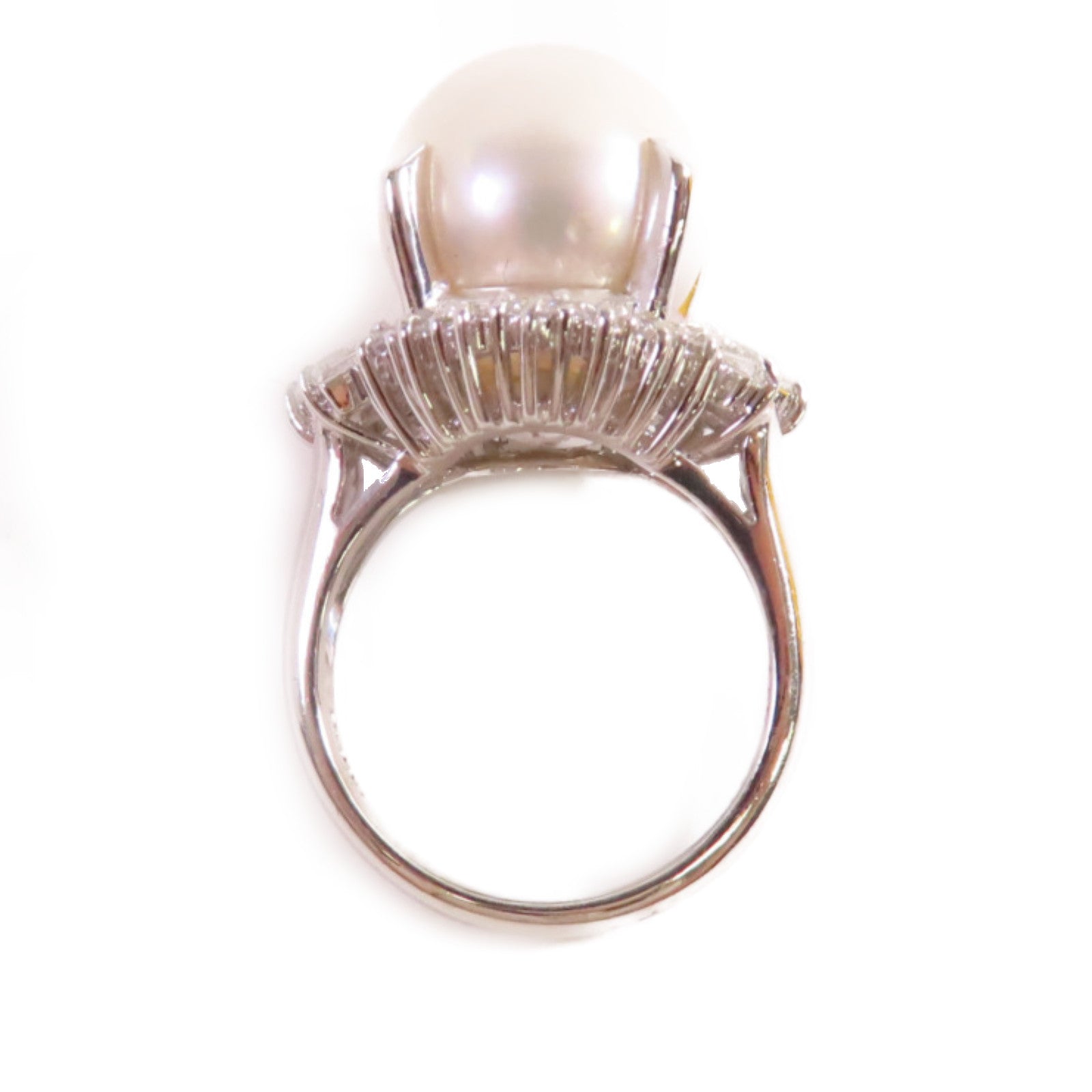 JEWELRY 18K白金/12.5mm珍珠/3.30ct鑽石Pearl Ring戒指US#5.75