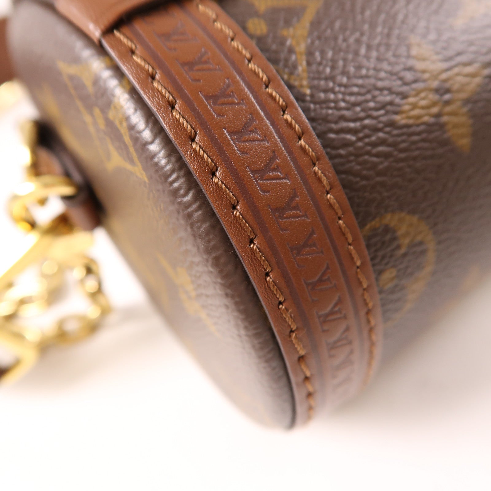 LOUIS VUITTON Monogram Papillon Trunk金扣鏈帶手挽肩背兩用袋棕色