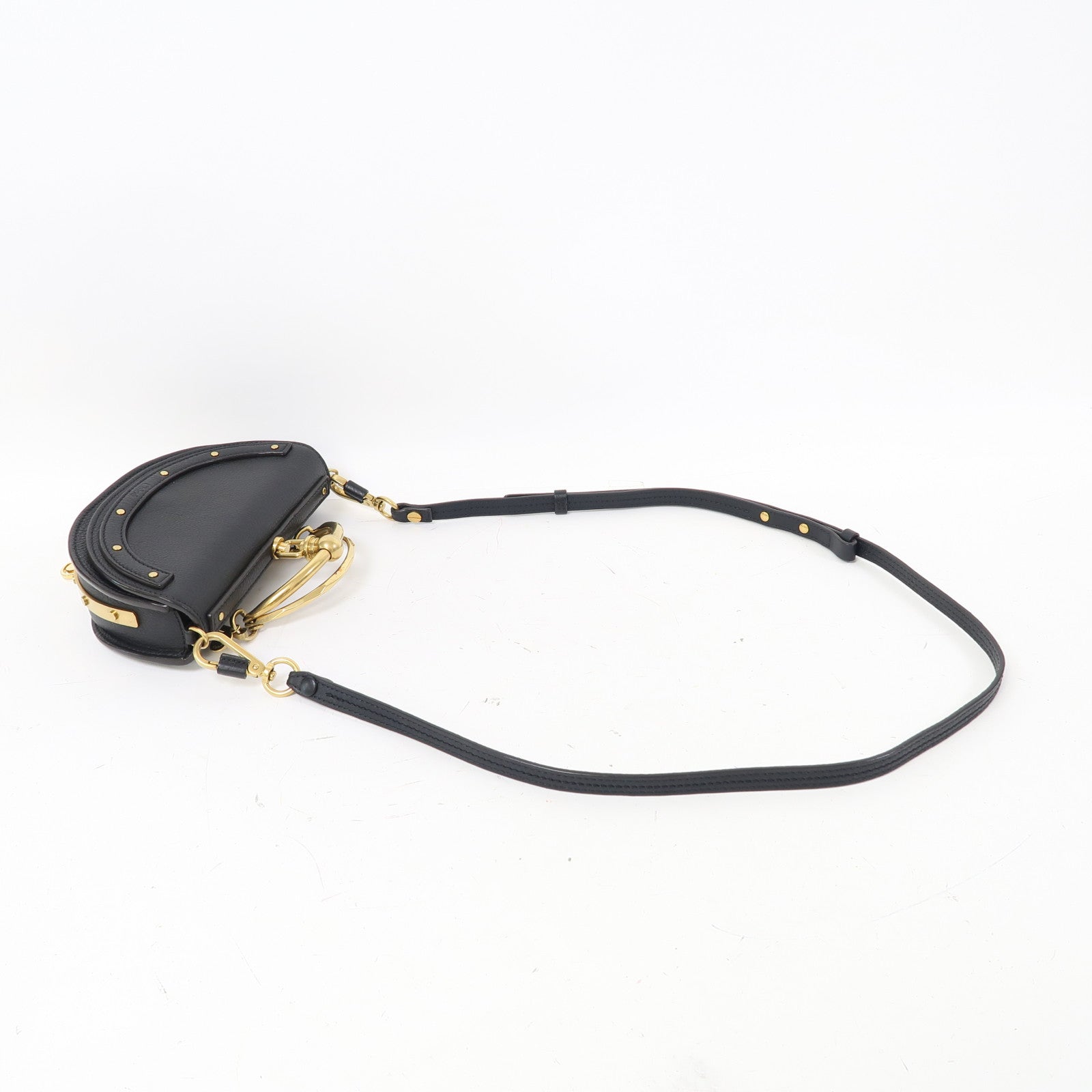 Chloe 牛皮皮革Nile Bracelet Bag金扣手挽肩背兩用袋黑色
