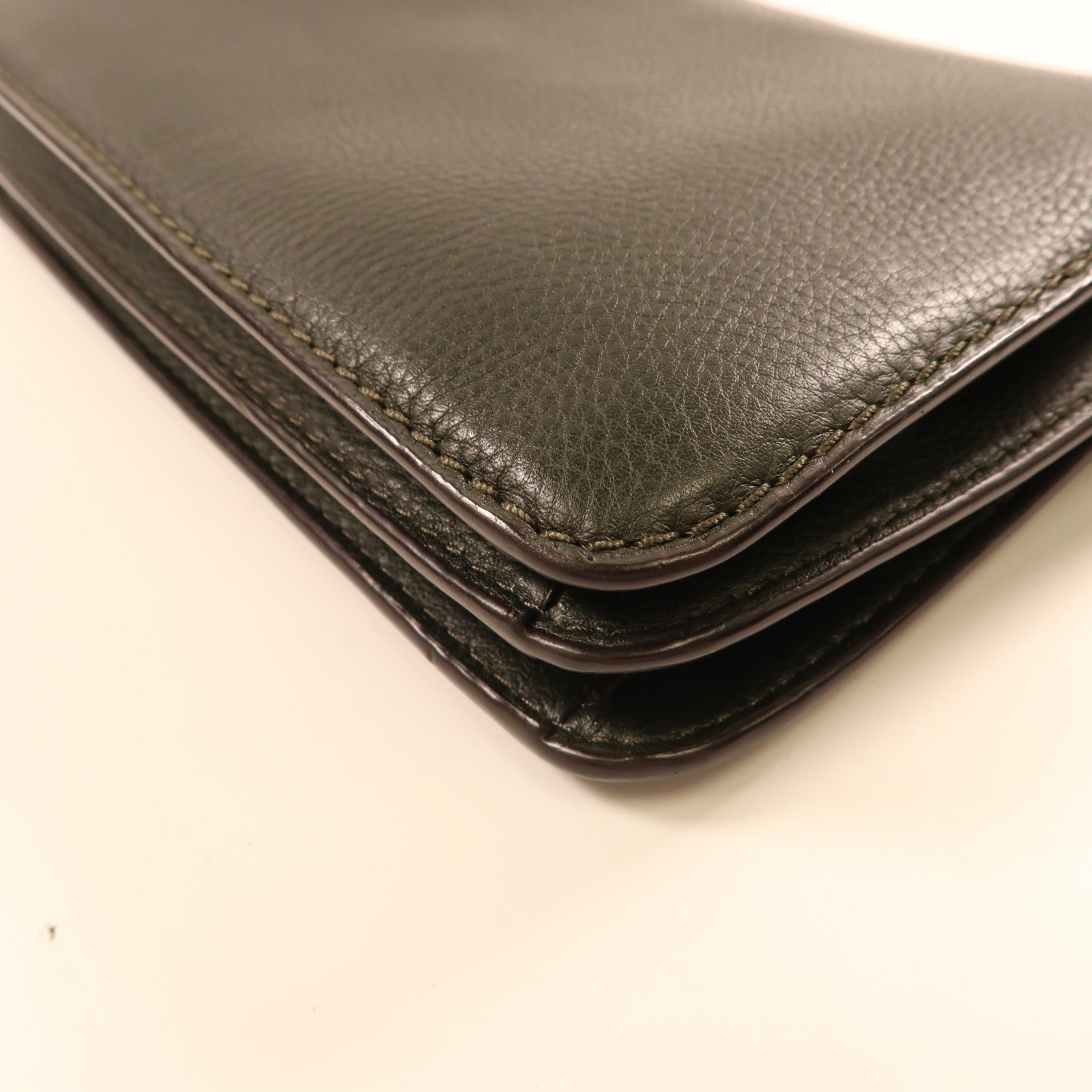 牛皮皮革Shoulder Bag金扣肩背袋橄欖綠色