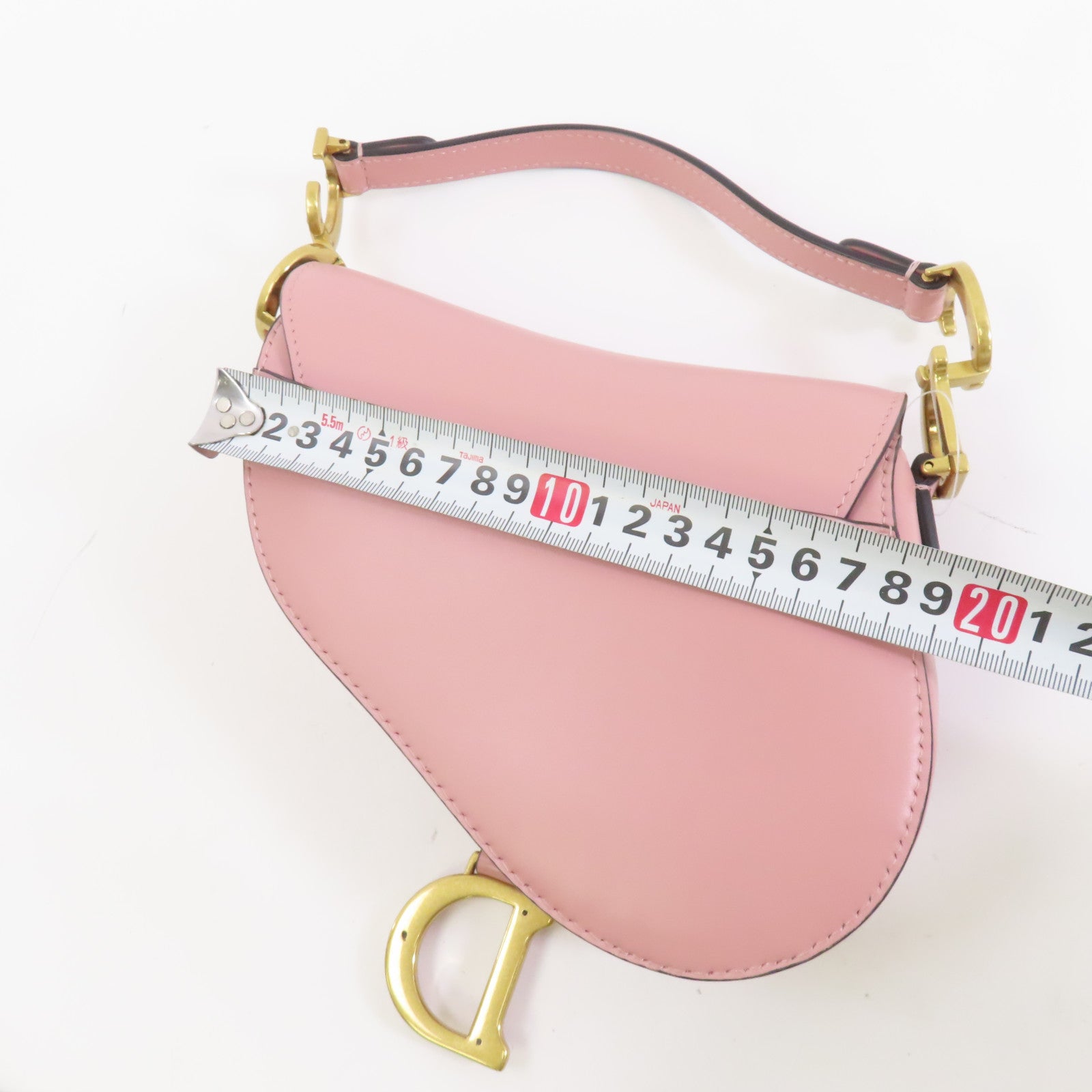 Dior 牛皮皮革Mini Saddle Bag金扣手挽肩背兩用袋粉紅色
