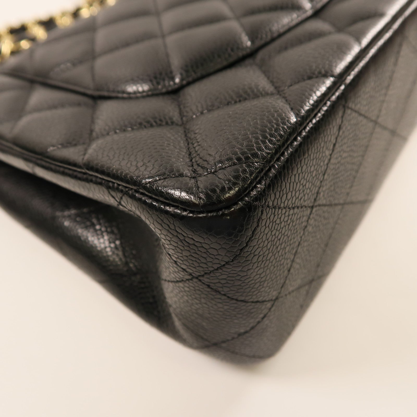 CHANEL 牛皮皮革Large Classic金扣鏈帶肩背袋黑色